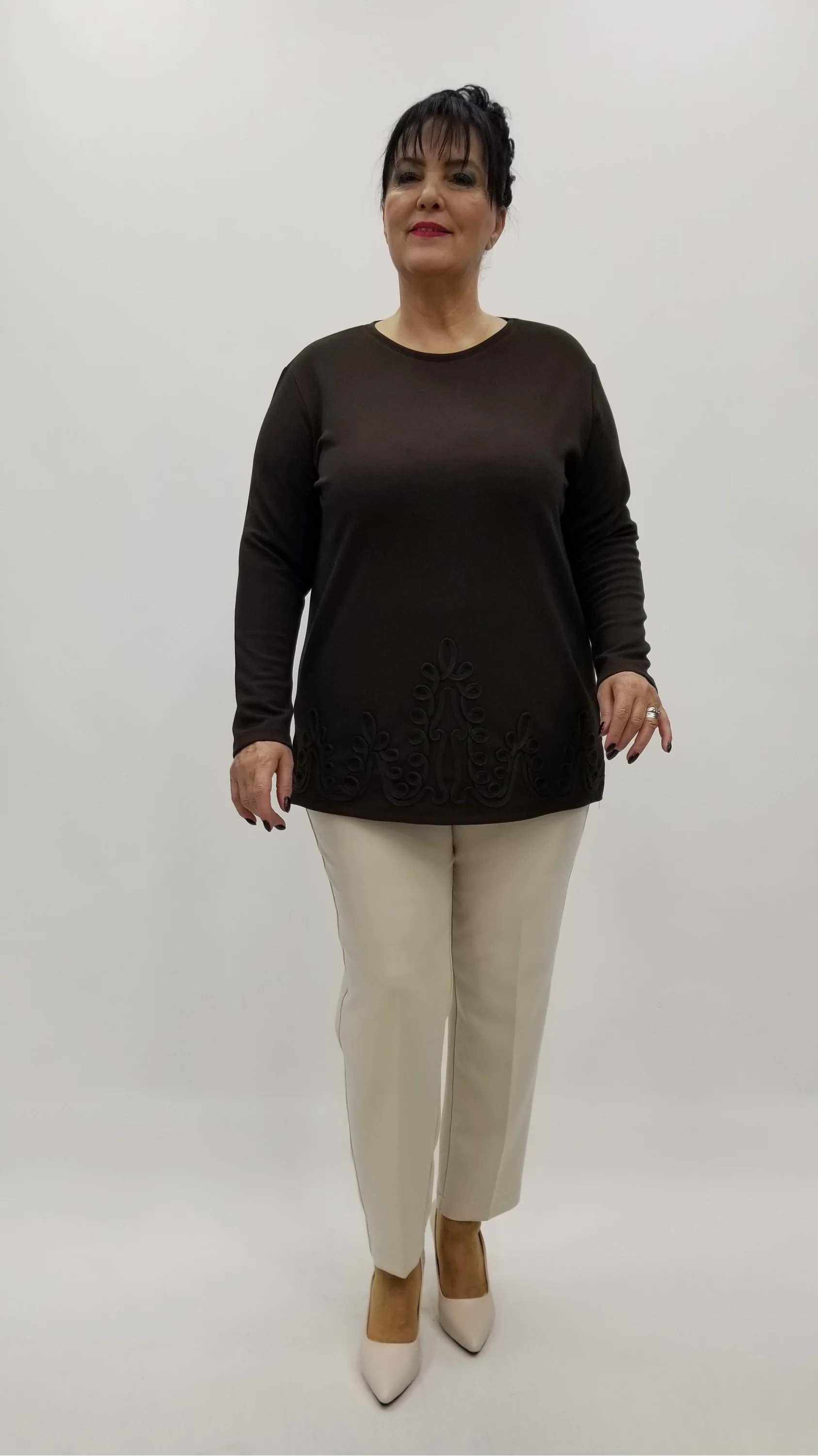 Miraggio Büyük Beden Bluz 4255 KAHVE