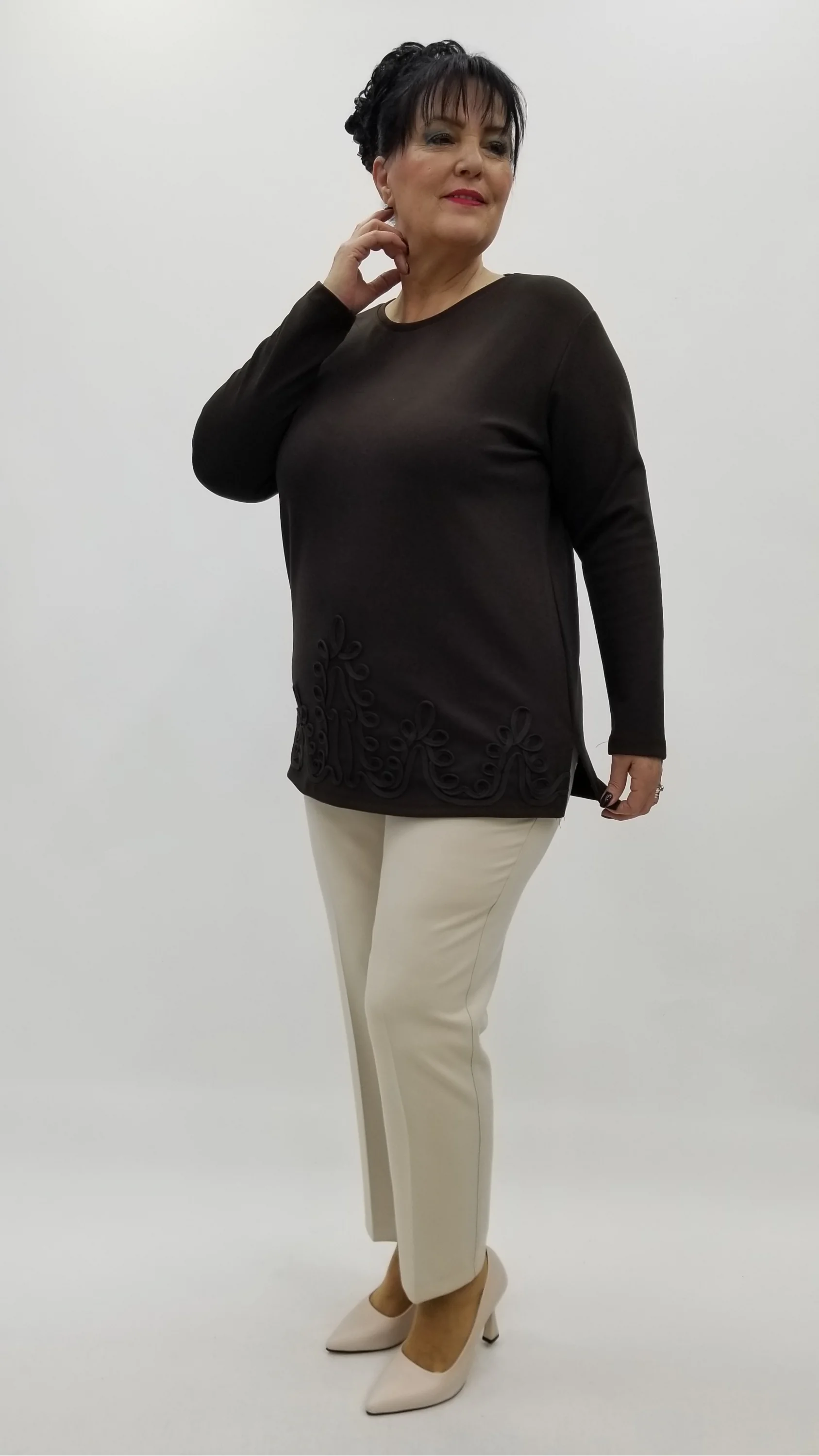 Miraggio Büyük Beden Bluz 4255 KAHVE