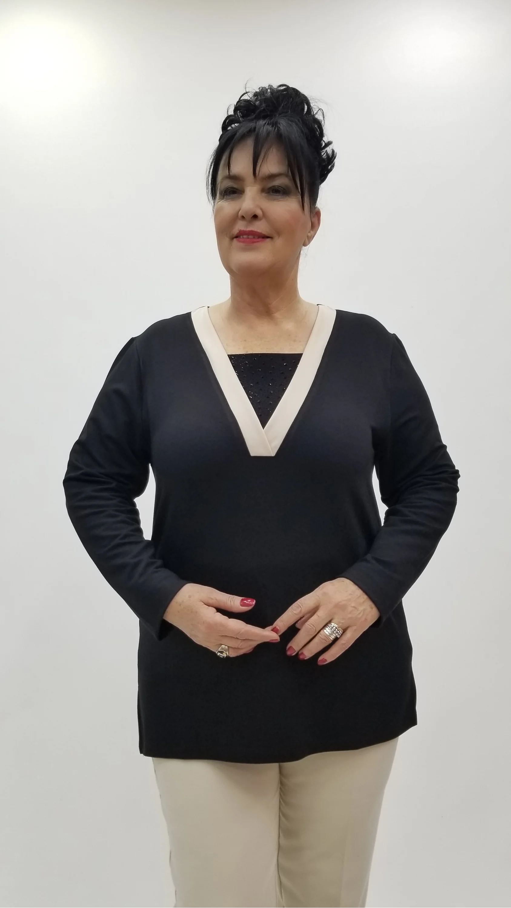 Miraggio Büyük Beden Bluz 4270 SİYAH/KREM