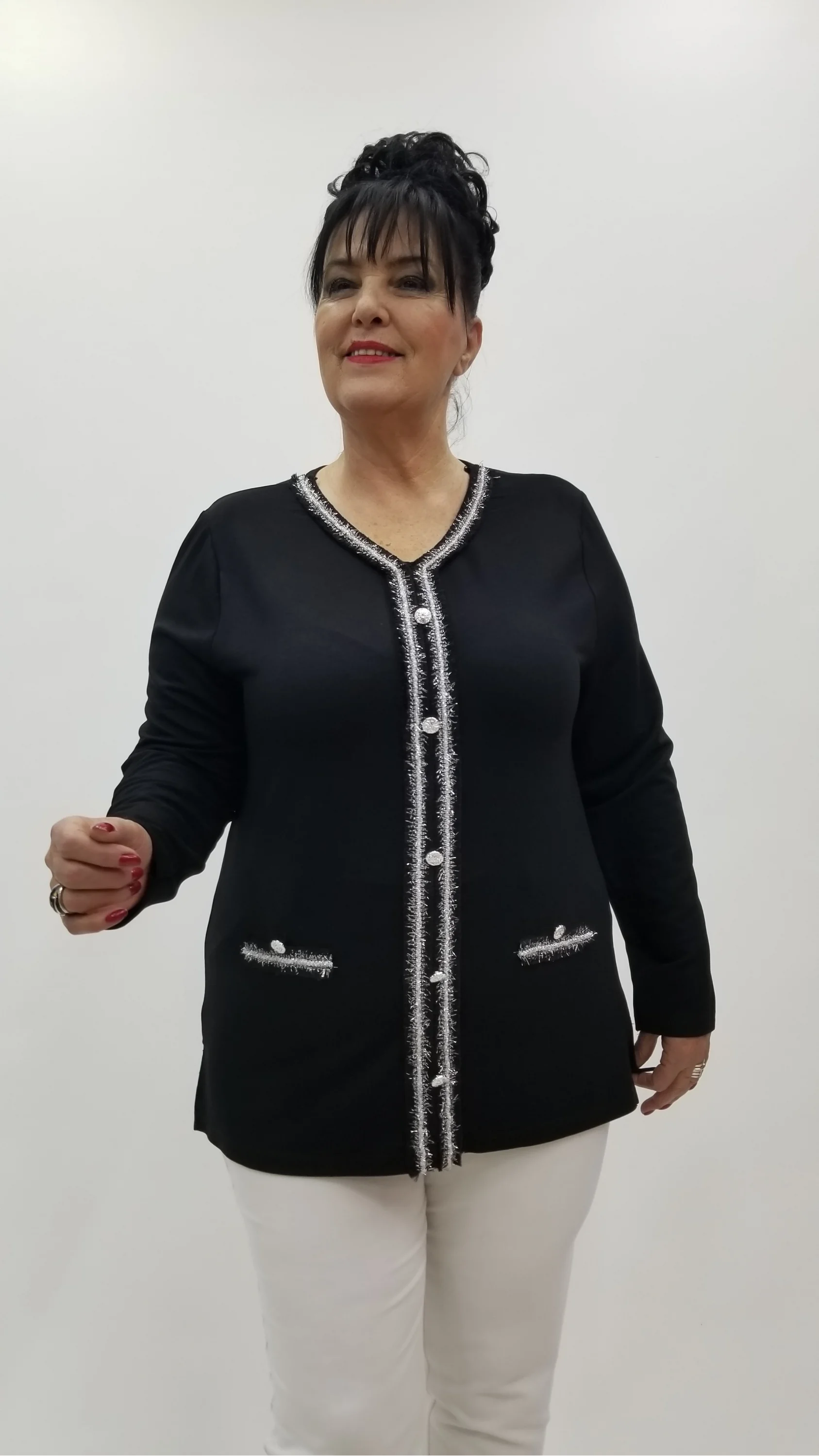 Miraggio Büyük Beden Bluz 4272 SİY-GÜMÜŞ