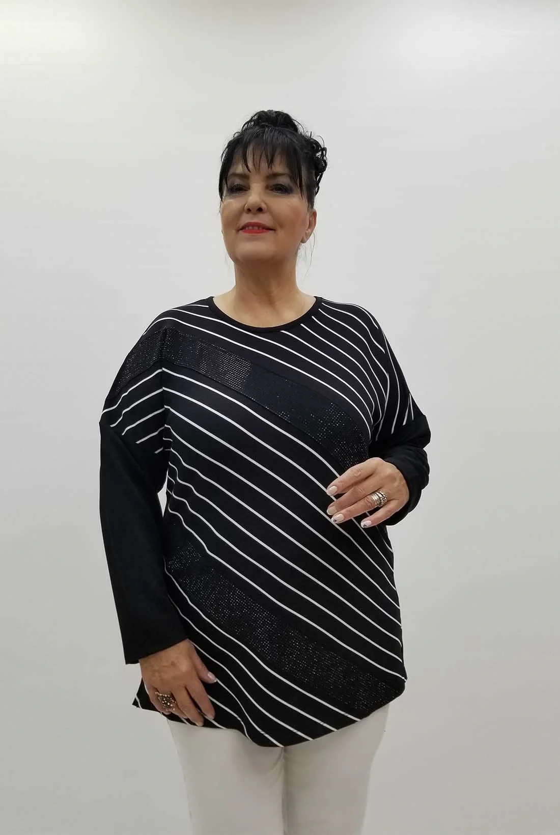 Miraggio Büyük Beden Bluz 4274 SİYAH/BEYAZ