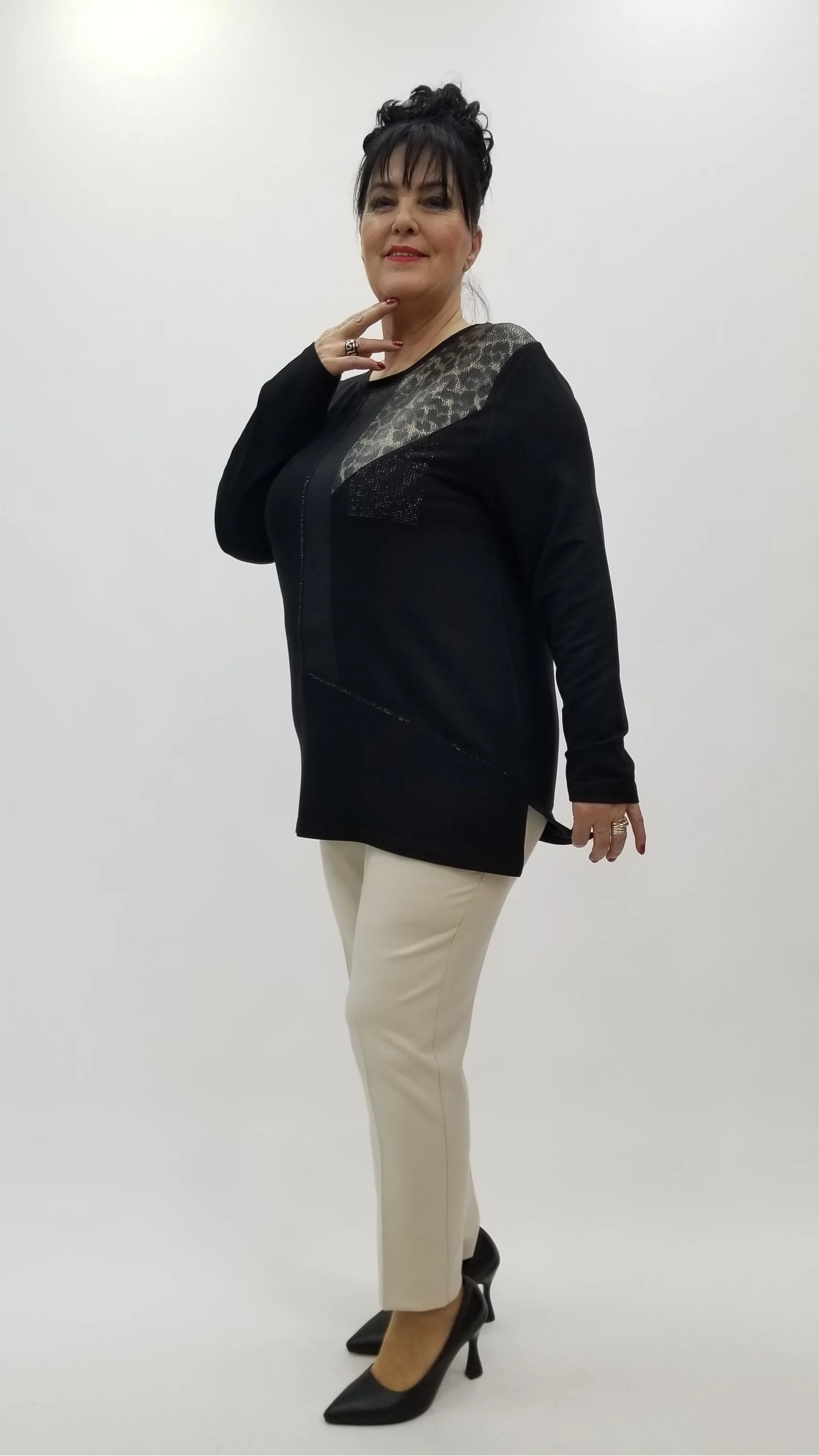 Miraggio Büyük Beden Bluz 4279 SİY-GOLD