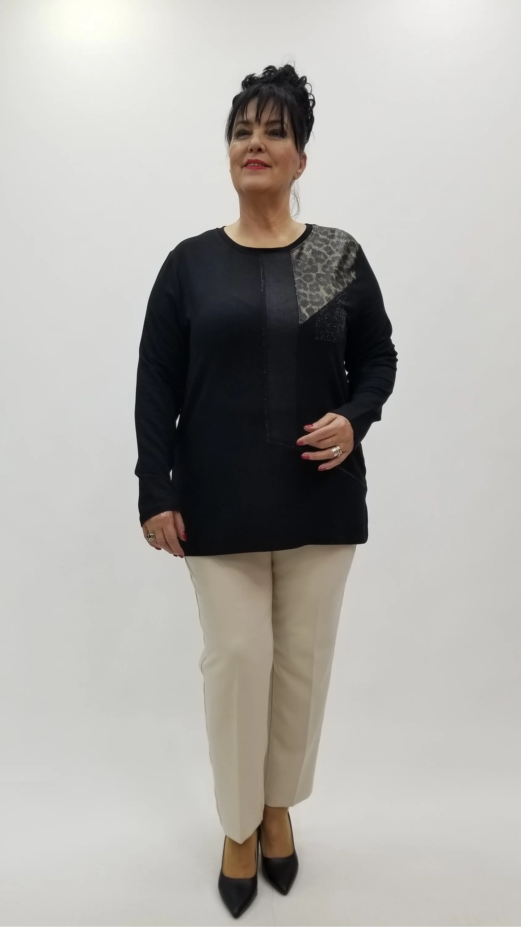 Miraggio Büyük Beden Bluz 4279 SİY-GOLD