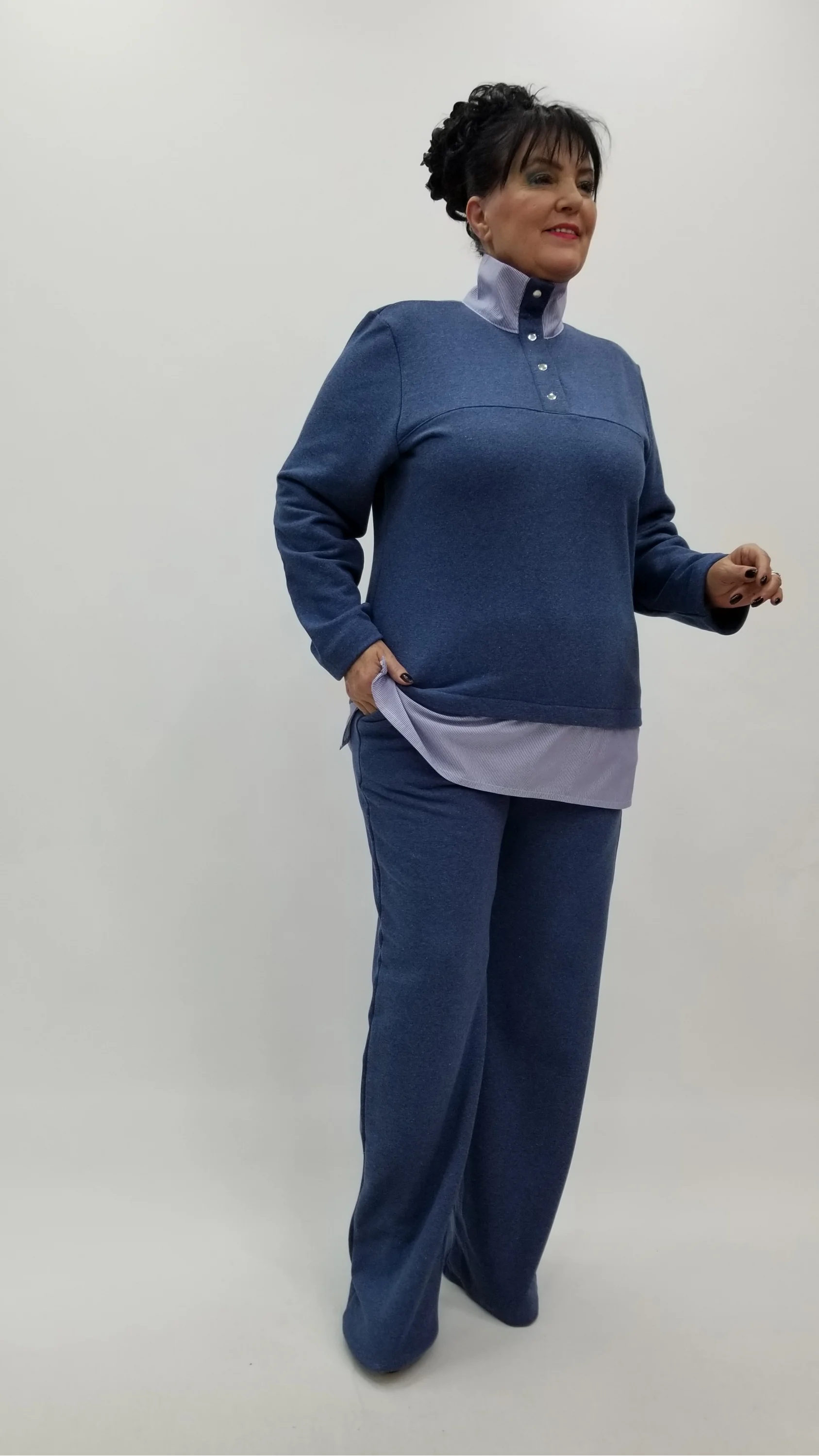 Miraggio Büyük Beden Bluz 4286 MAVİ