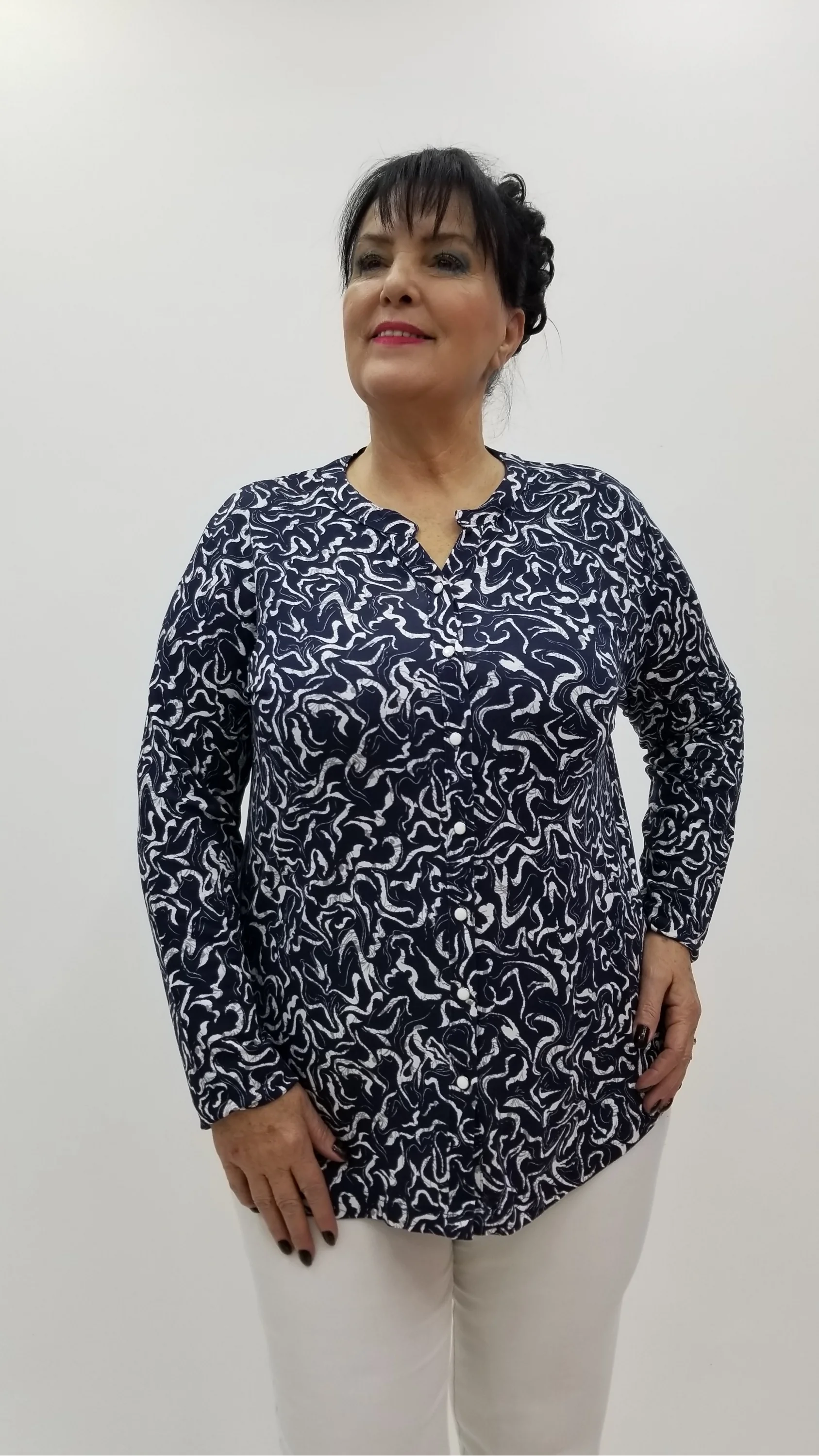 Miraggio Büyük Beden Bluz 4291 LACİ/BEYAZ