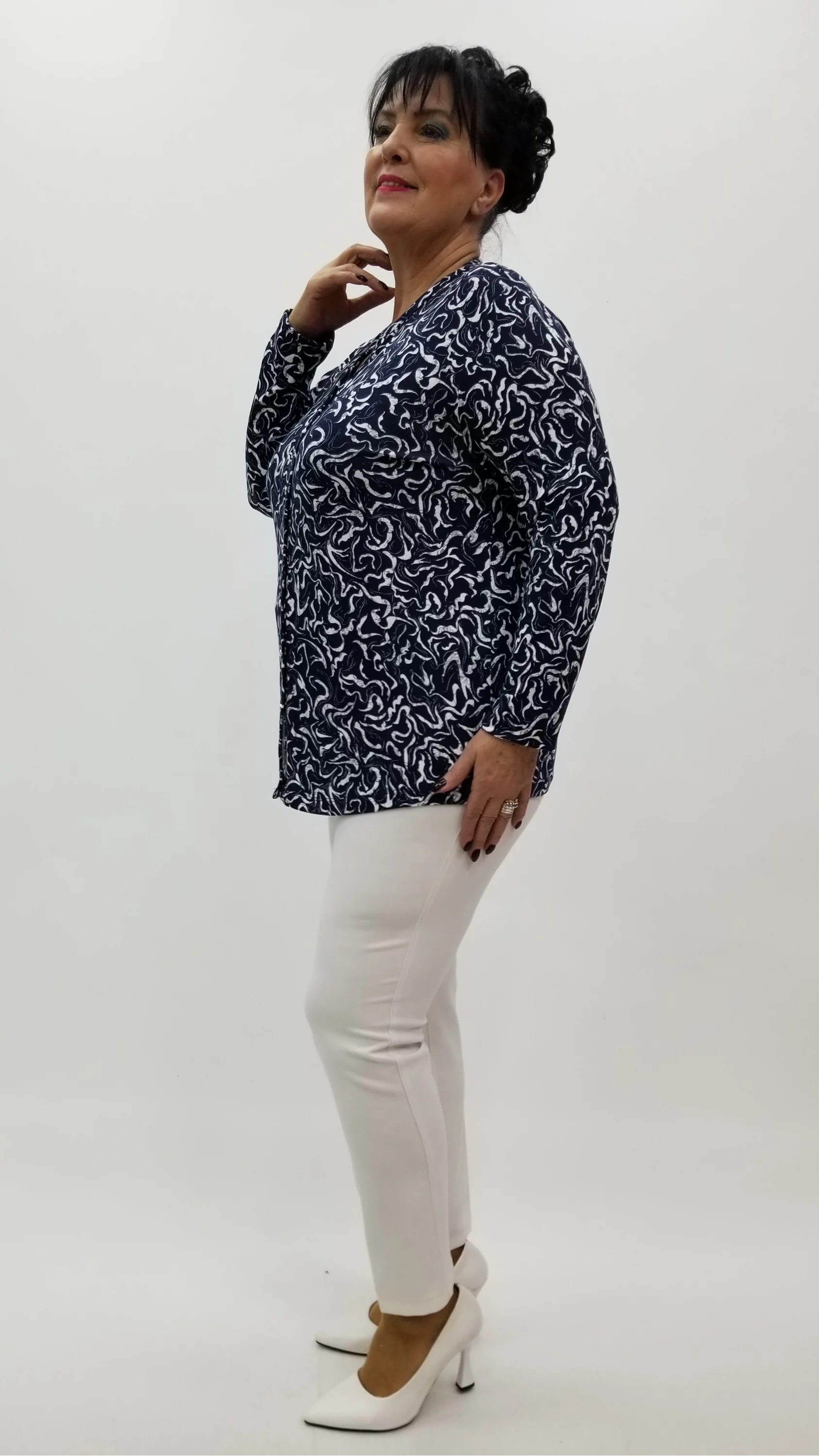 Miraggio Büyük Beden Bluz 4291 LACİ/BEYAZ