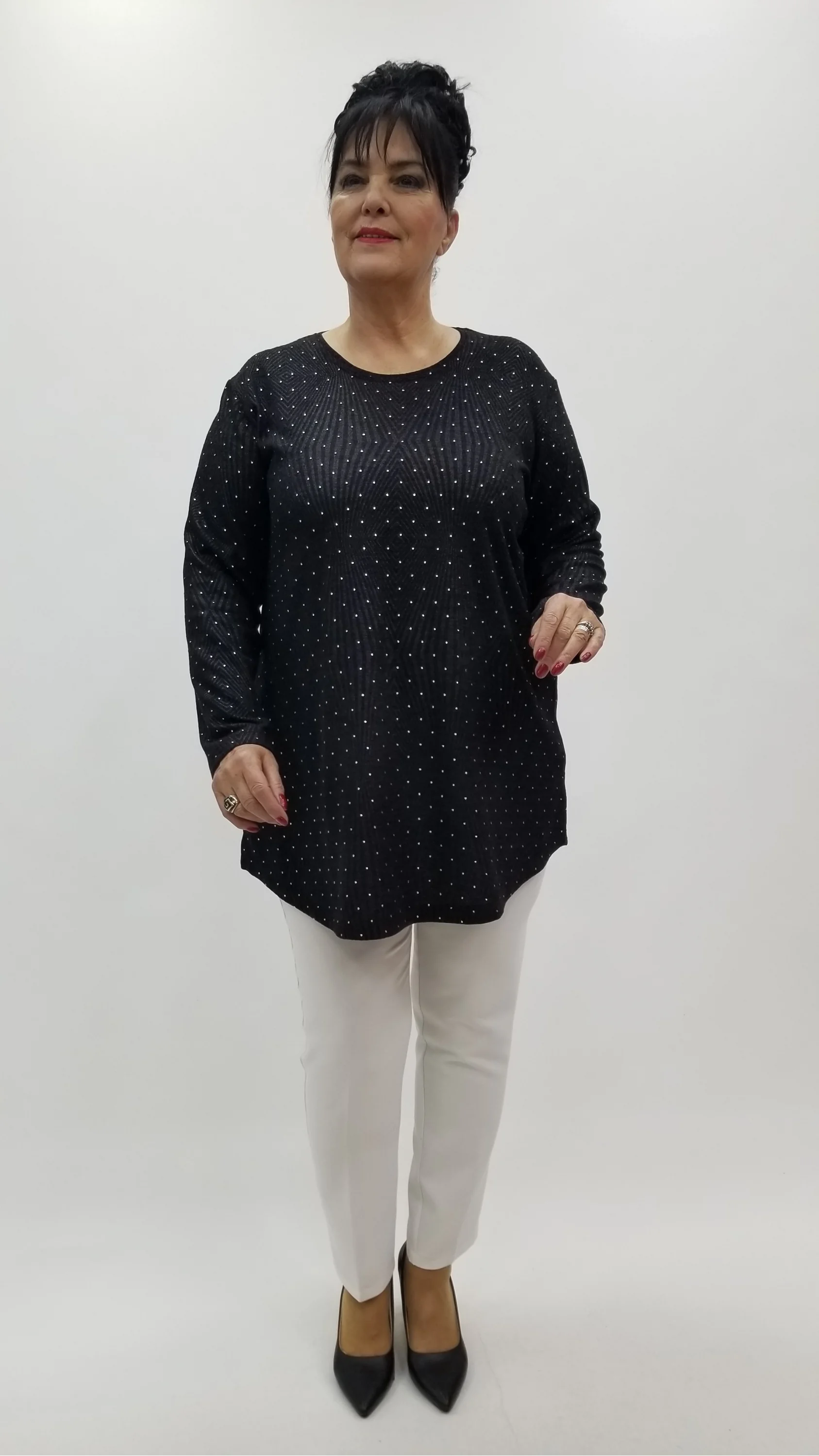 Miraggio Büyük Beden Bluz 4307 SİY-GÜMÜŞ