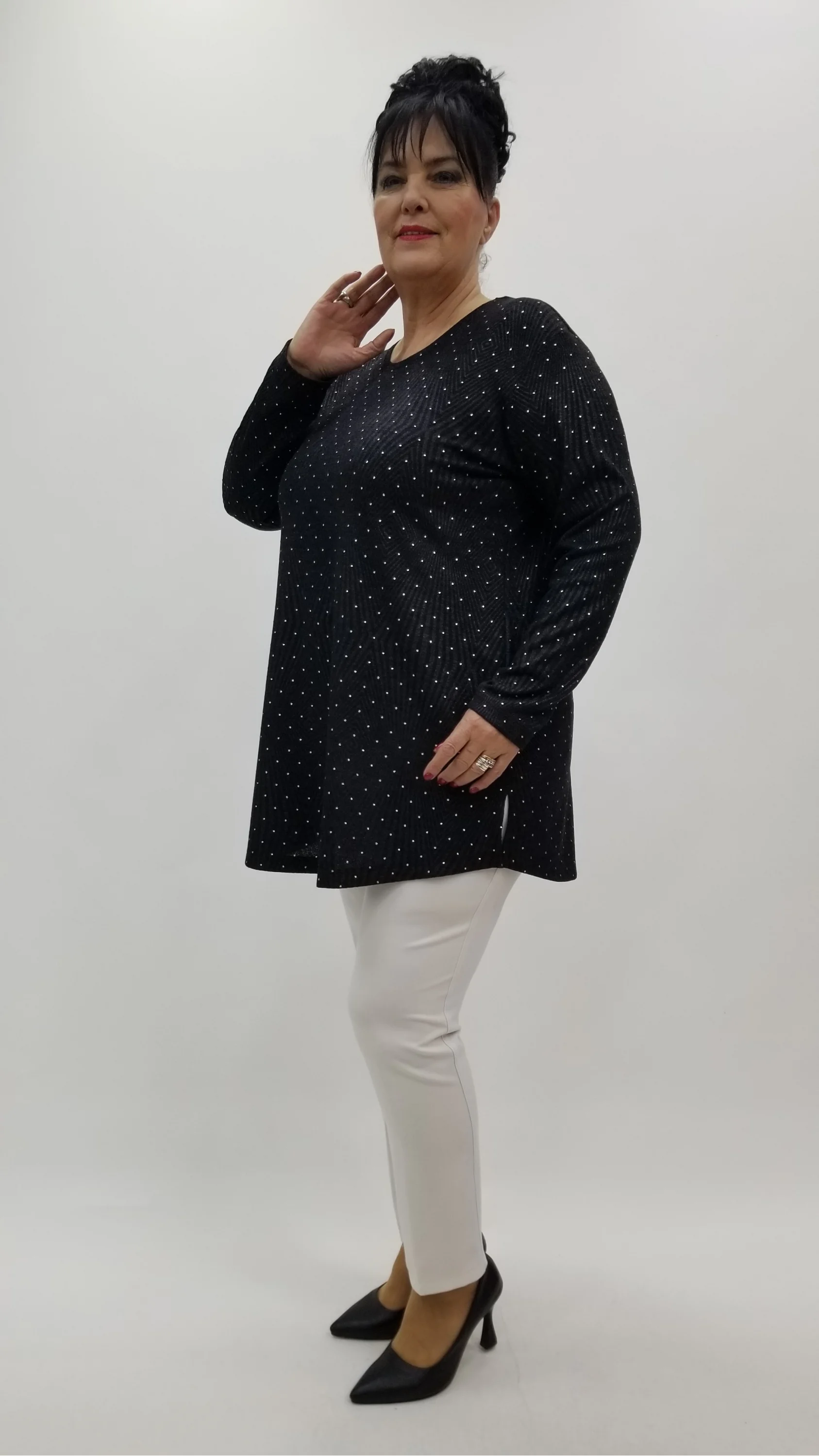 Miraggio Büyük Beden Bluz 4307 SİY-GÜMÜŞ