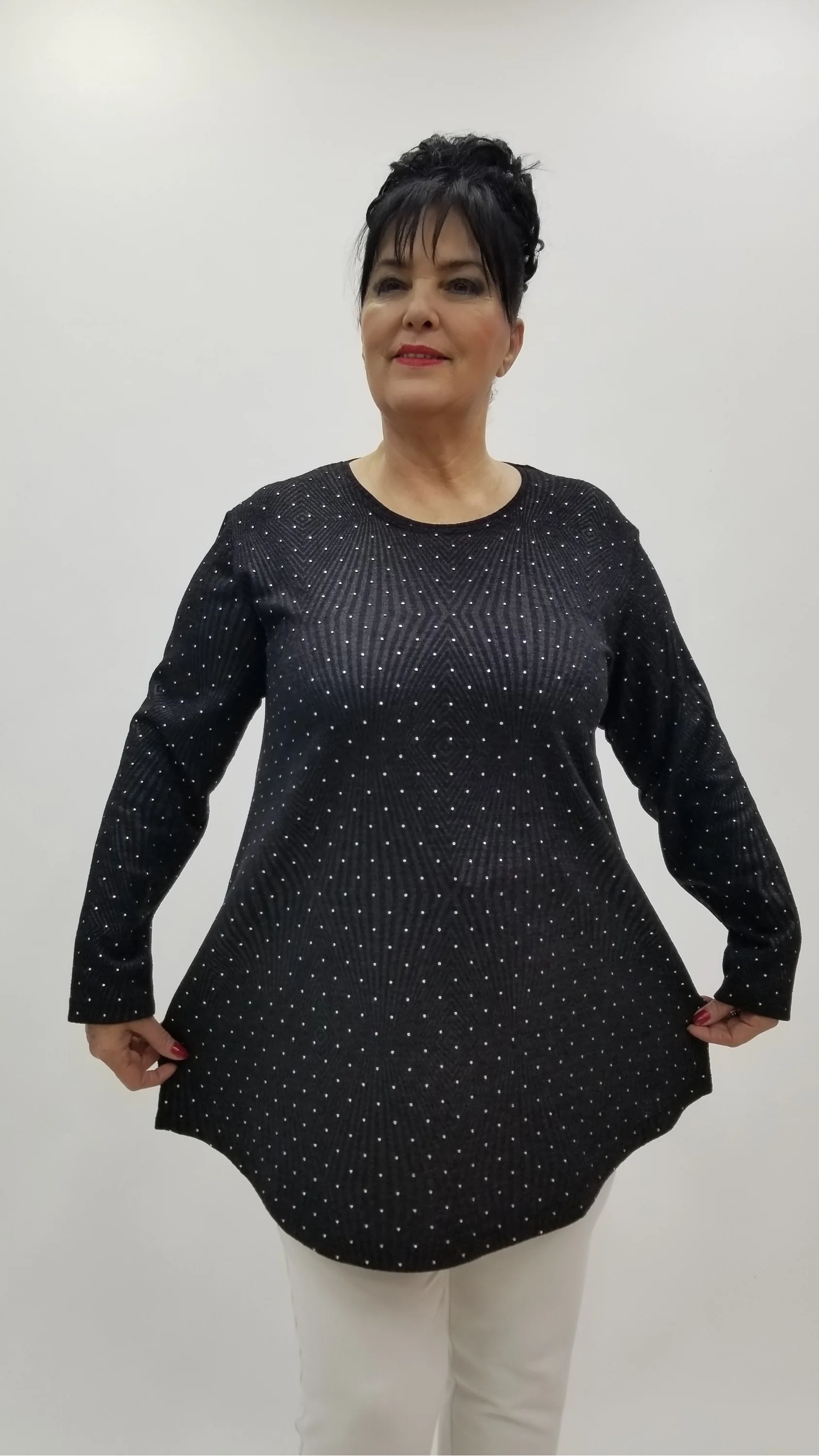 Miraggio Büyük Beden Bluz 4307 SİY-GÜMÜŞ