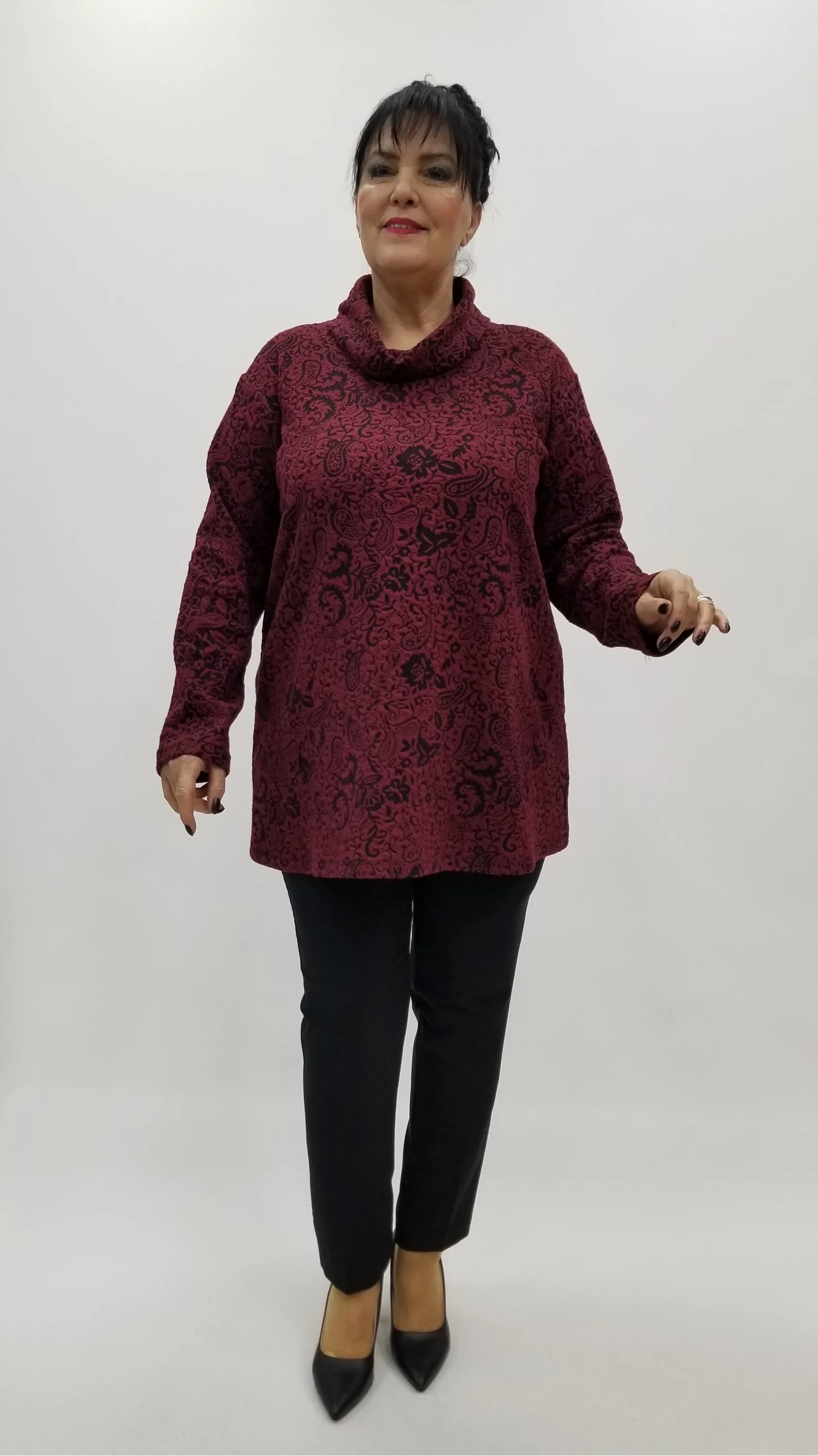 Miraggio Büyük Beden Bluz 4309 SİYAH/BORDO