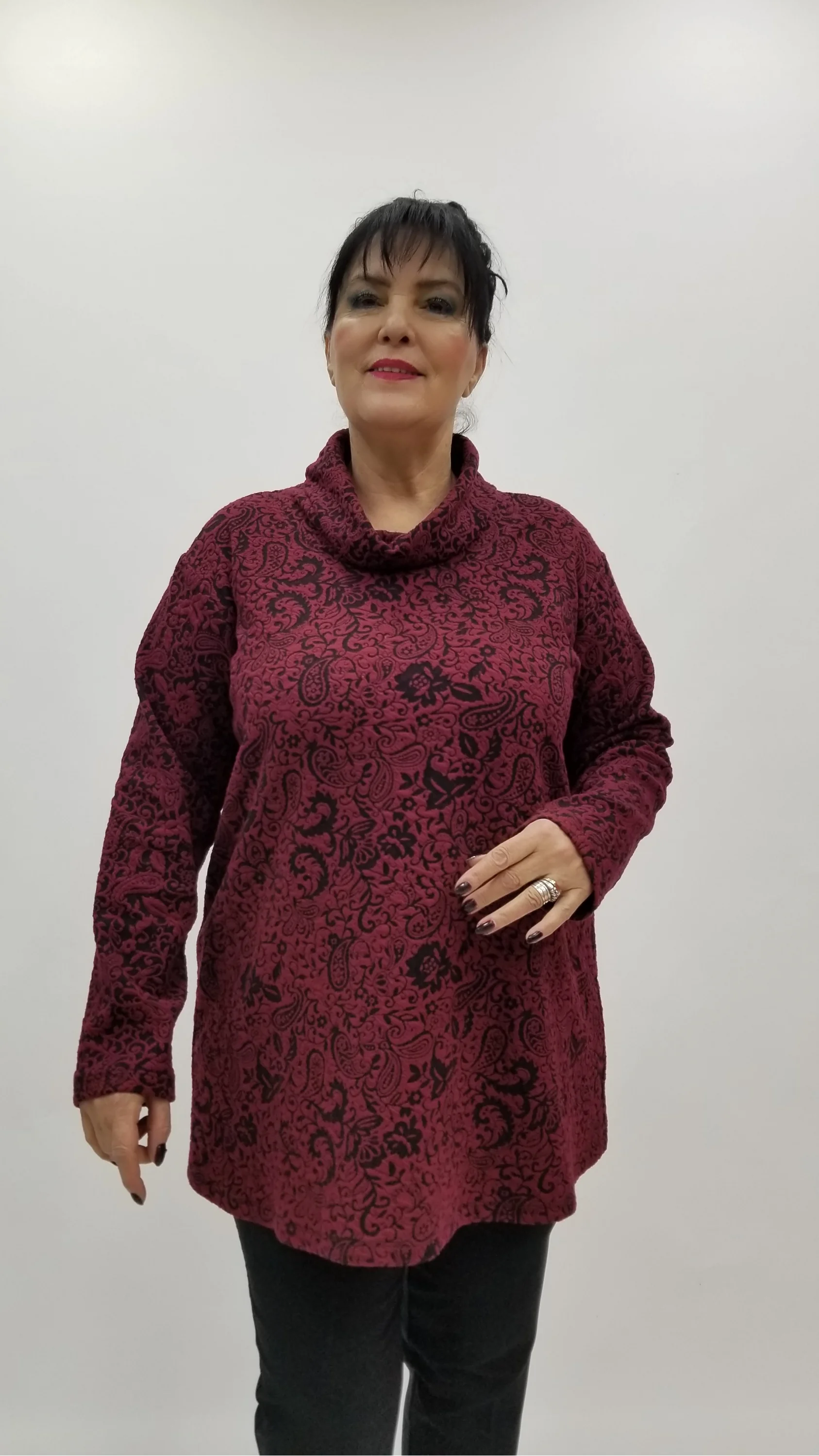 Miraggio Büyük Beden Bluz 4309 SİYAH/BORDO