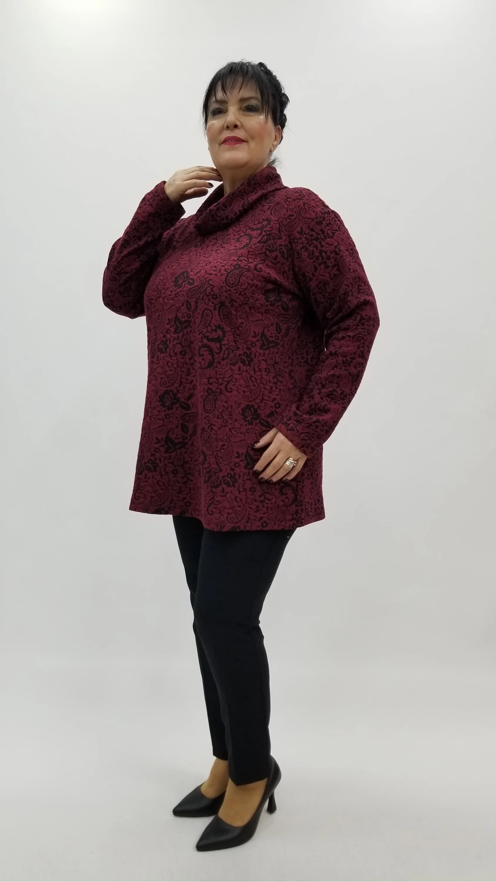 Miraggio Büyük Beden Bluz 4309 SİYAH/BORDO