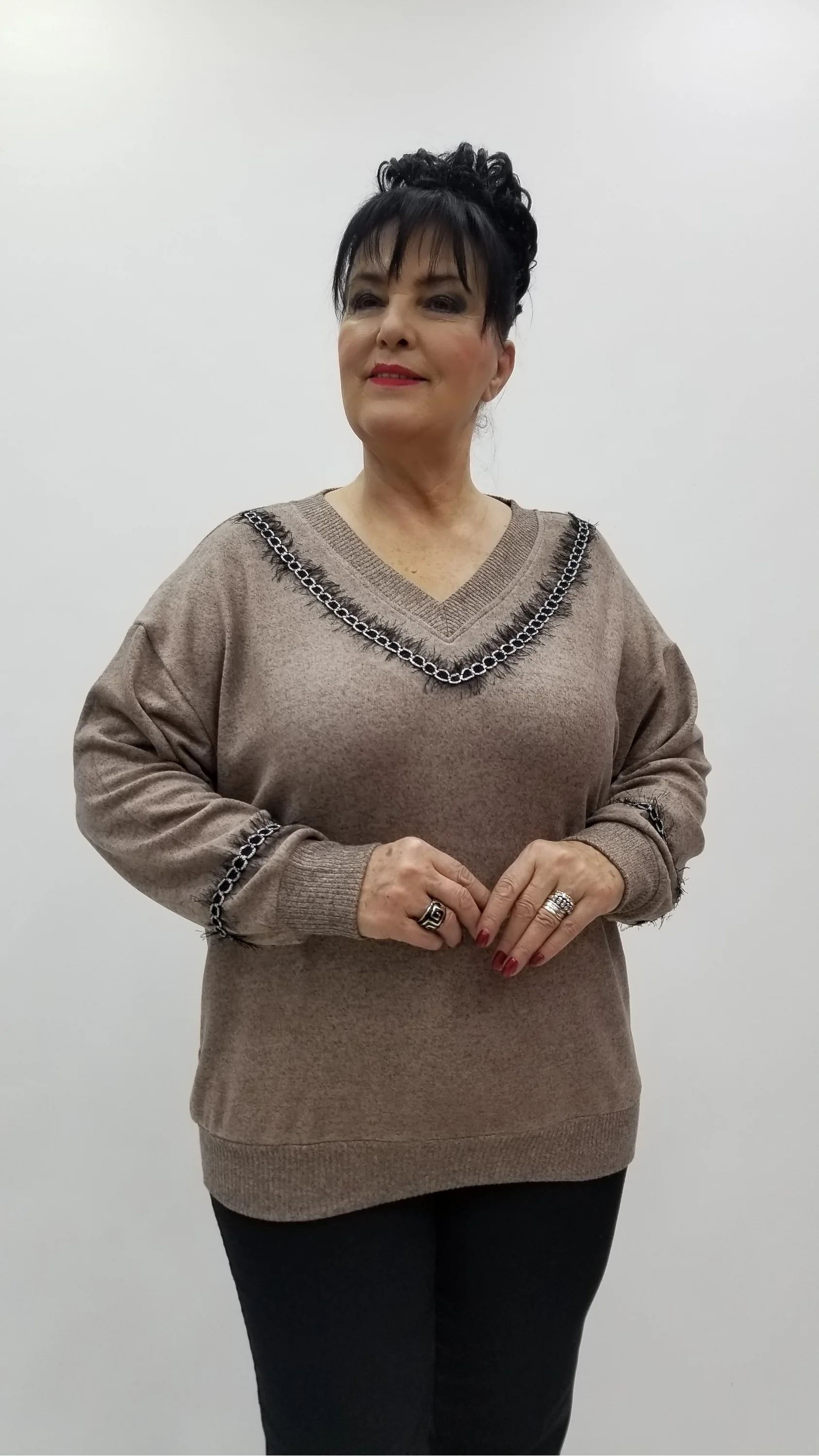 Miraggio Büyük Beden Bluz 4360 A-KAHVE