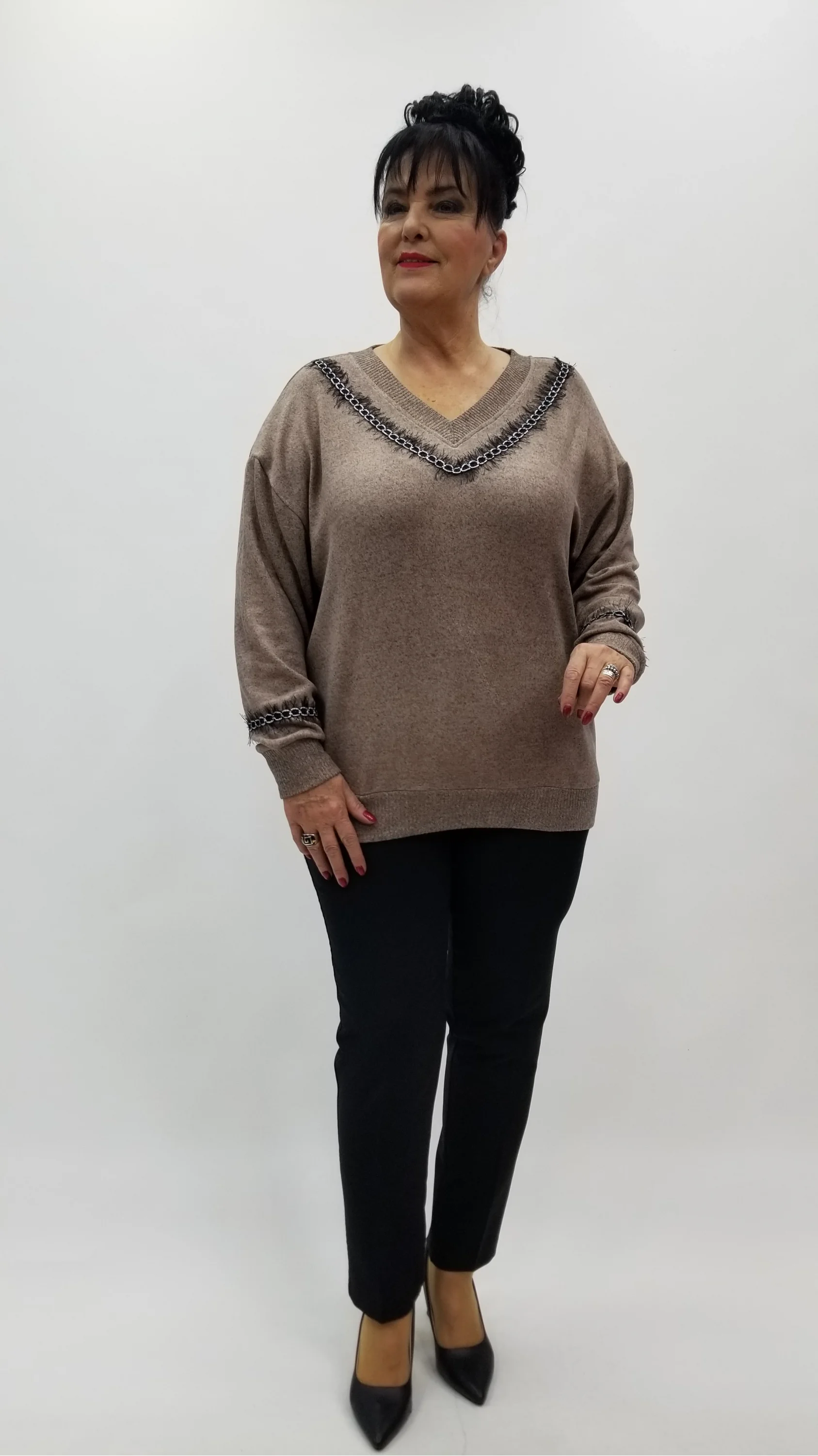 Miraggio Büyük Beden Bluz 4360 A-KAHVE