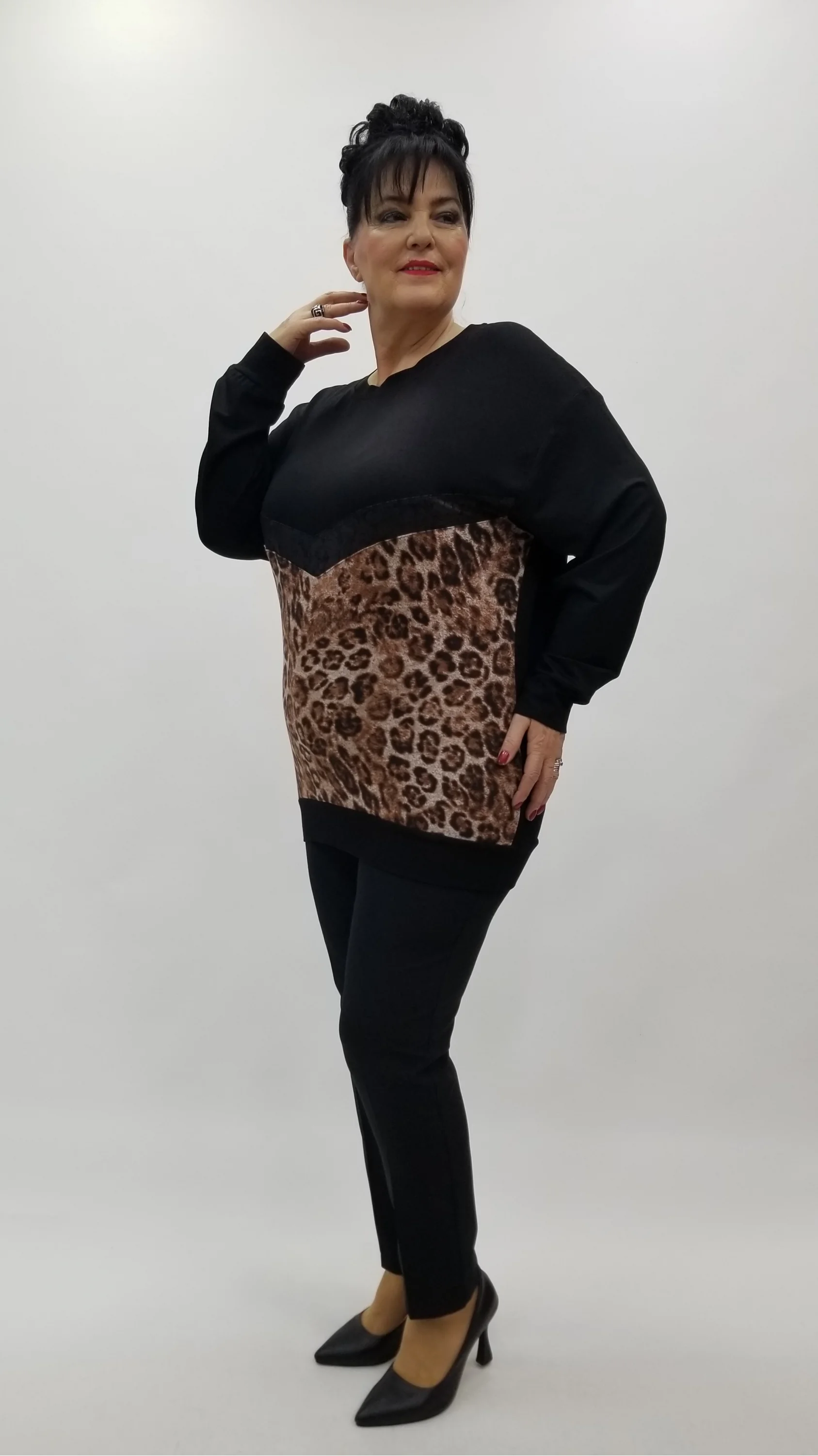 Miraggio Büyük Beden Bluz 4364 SİYAH/KAHVE