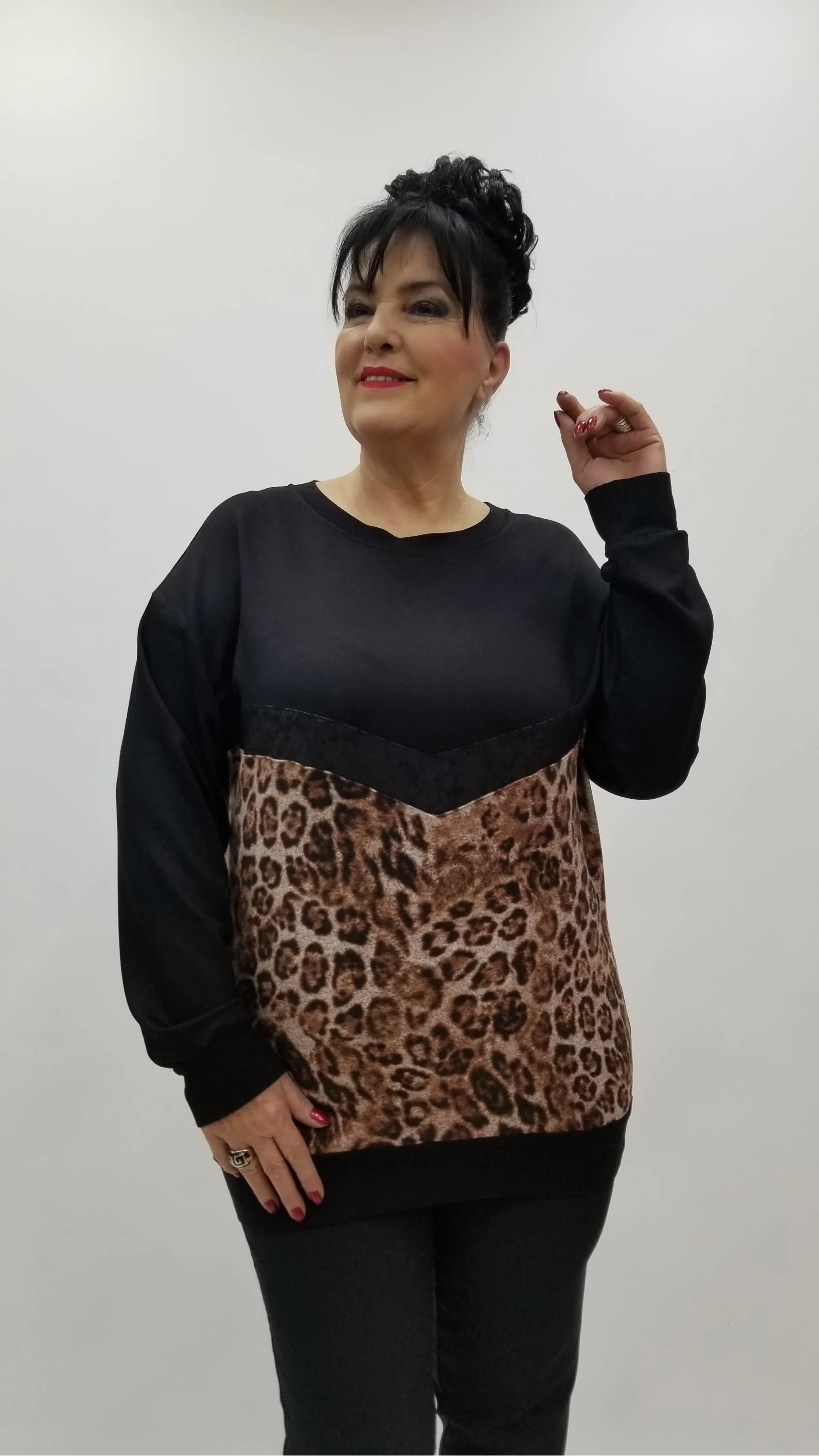 Miraggio Büyük Beden Bluz 4364 SİYAH/KAHVE