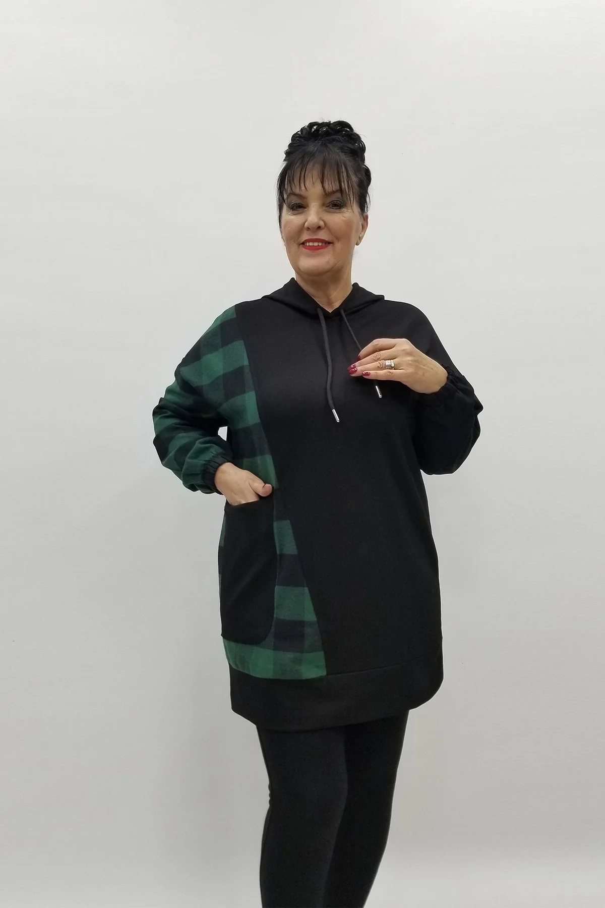 Miraggio Büyük Beden Bluz 98373 SİYAH/YEŞİL