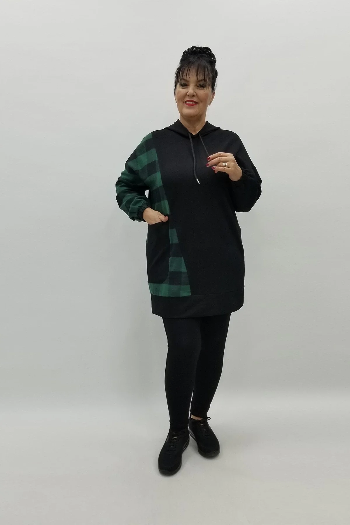 Miraggio Büyük Beden Bluz 98373 SİYAH/YEŞİL