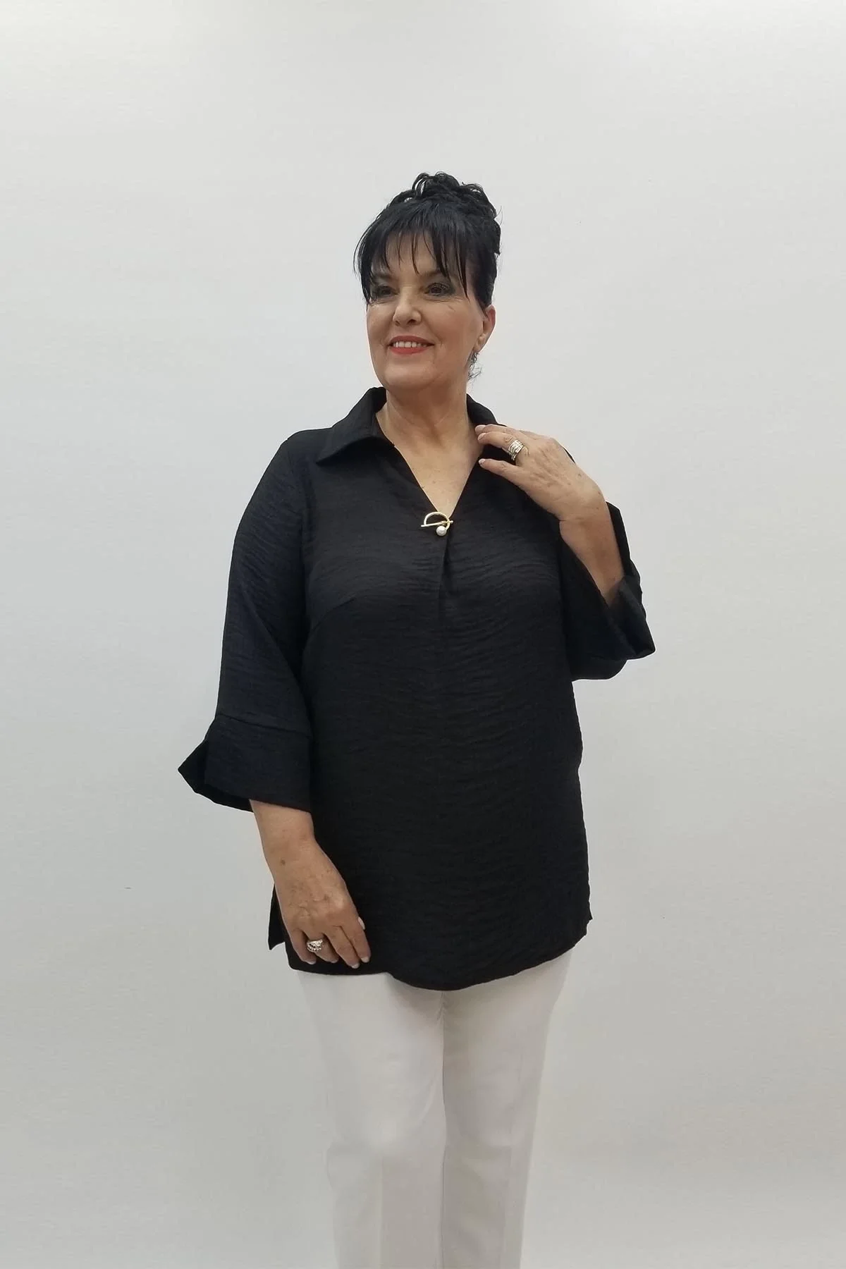 Miraggio Büyük Beden Bluz 98394 SİYAH