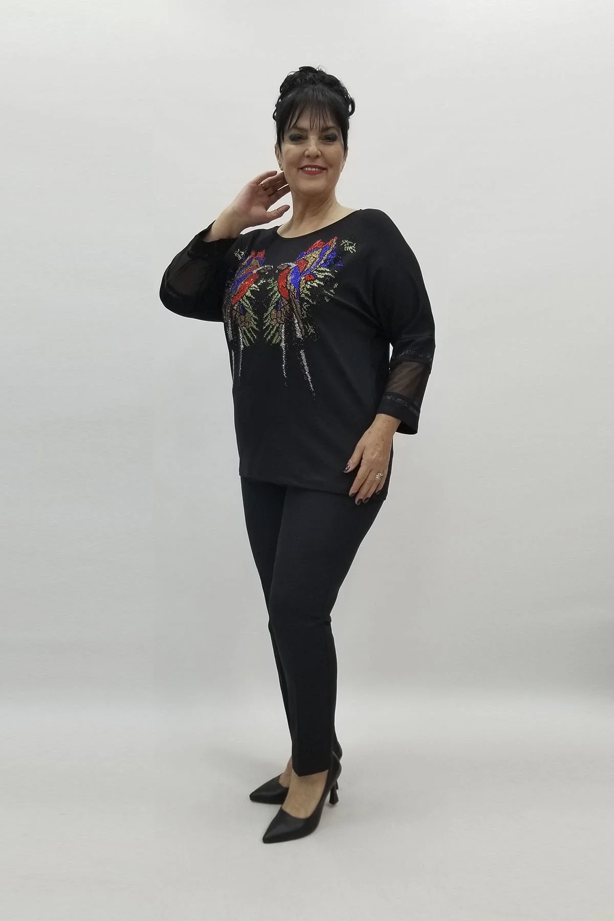 Miraggio Büyük Beden Bluz 98633 SİYAH