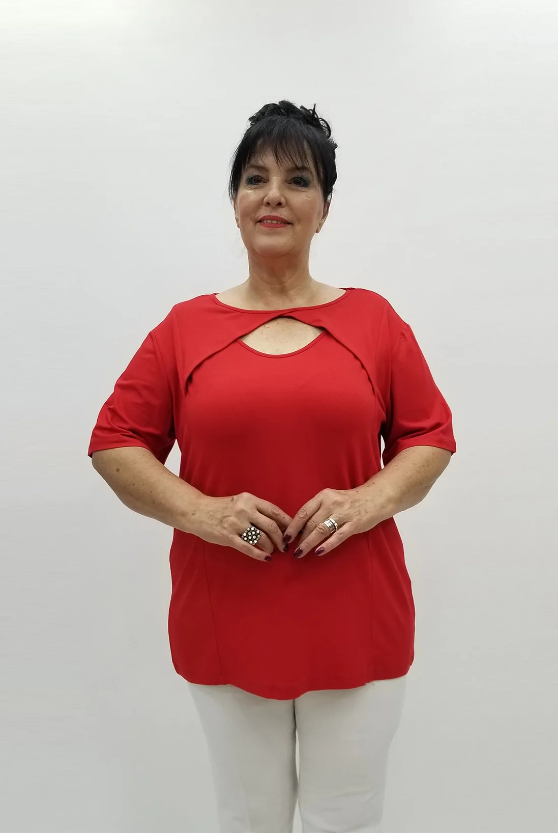 Miraggio Büyük Beden Bluz 98673 KIRMIZI