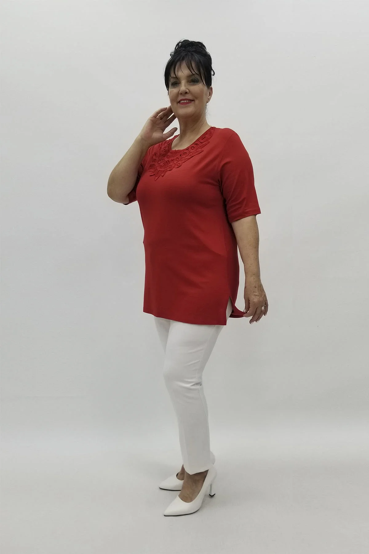 Miraggio Büyük Beden Bluz 98701 KIRMIZI