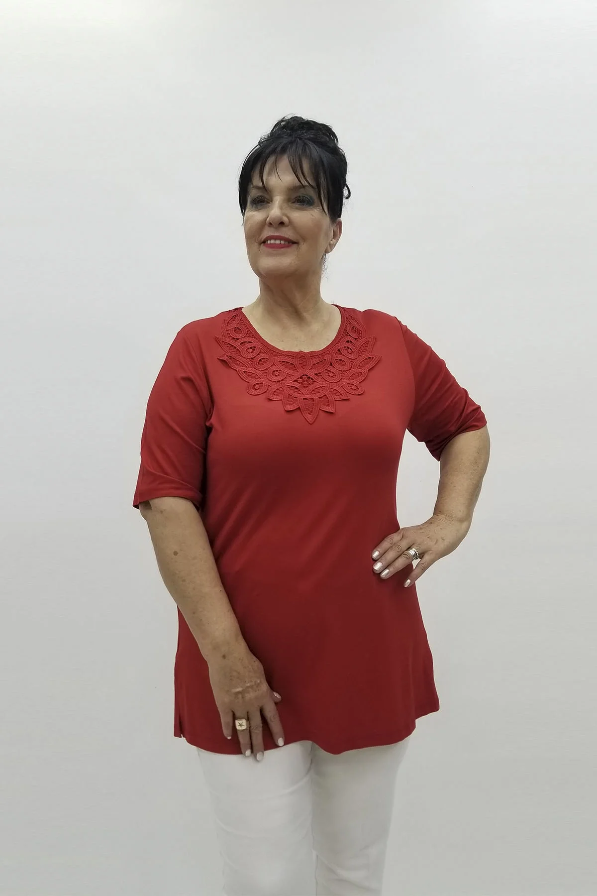 Miraggio Büyük Beden Bluz 98701 KIRMIZI