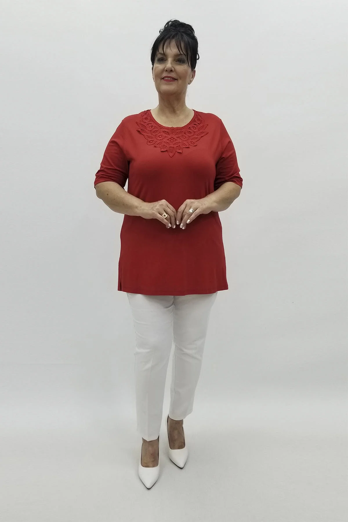 Miraggio Büyük Beden Bluz 98701 KIRMIZI