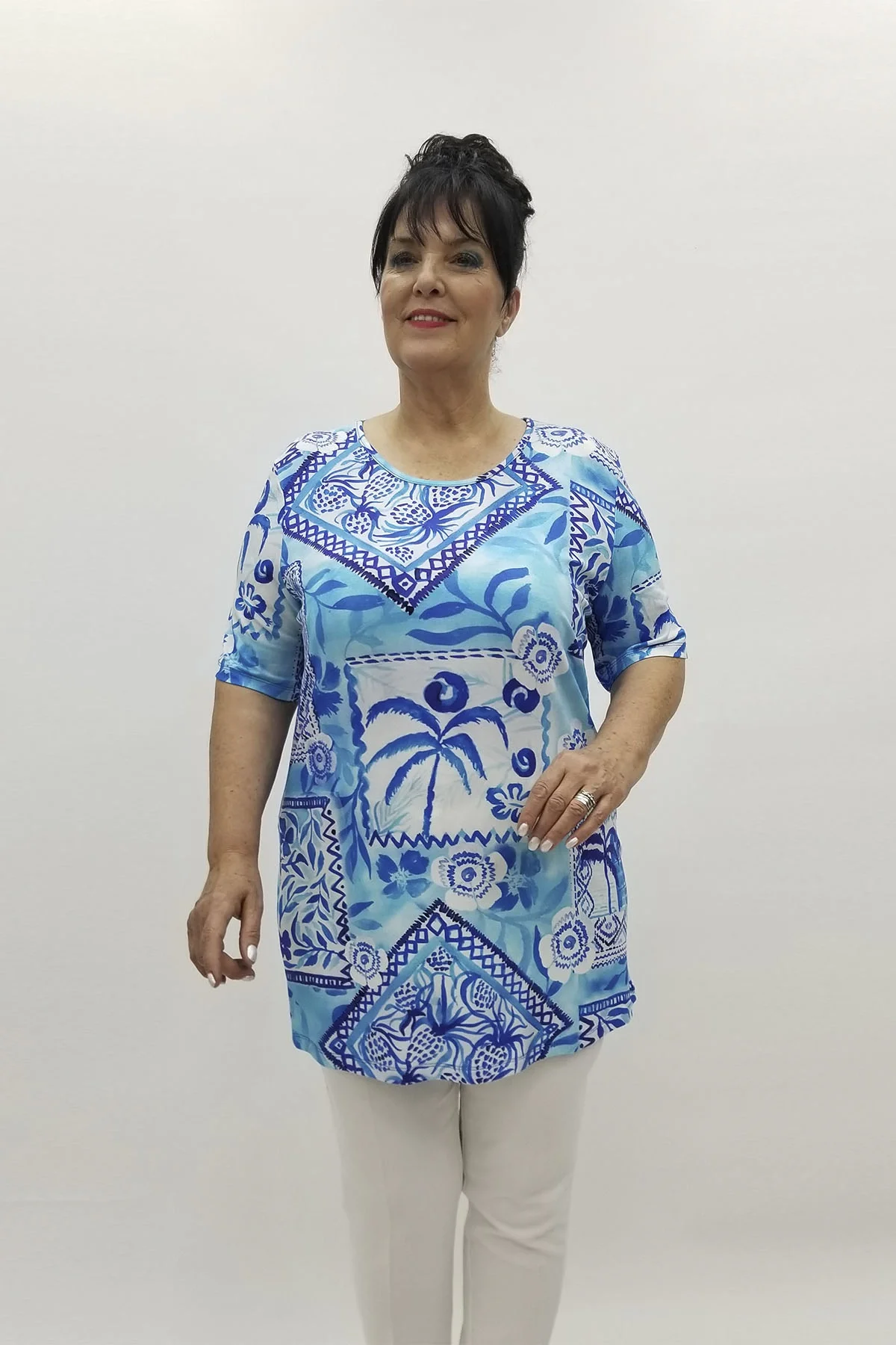 Miraggio Büyük Beden Bluz 98763 MAVİ