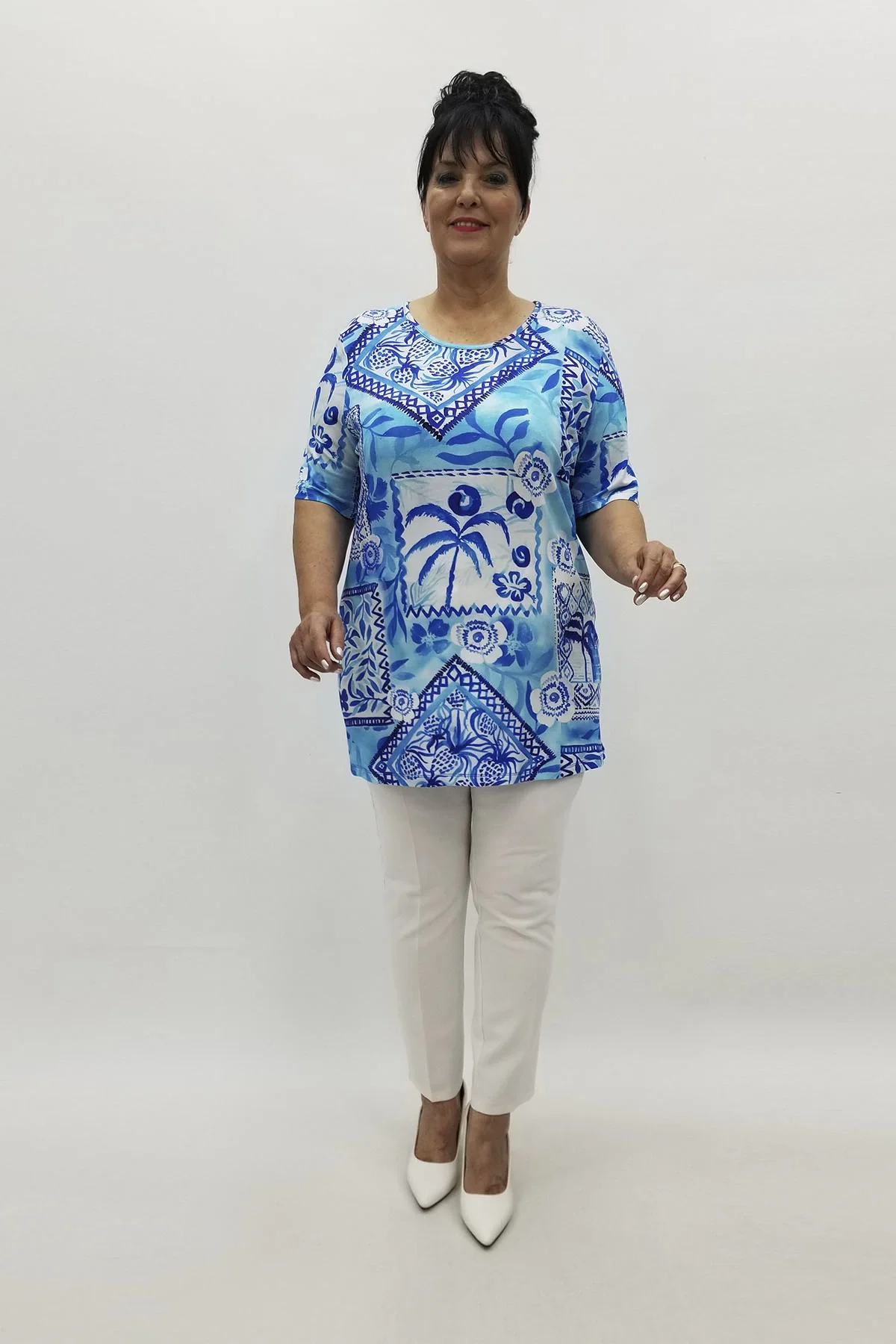 Miraggio Büyük Beden Bluz 98763 MAVİ