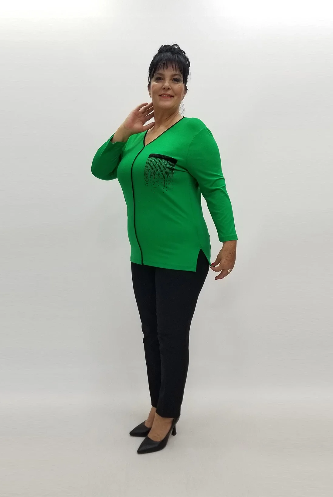 Miraggio Büyük Beden Bluz 98965 YEŞİL