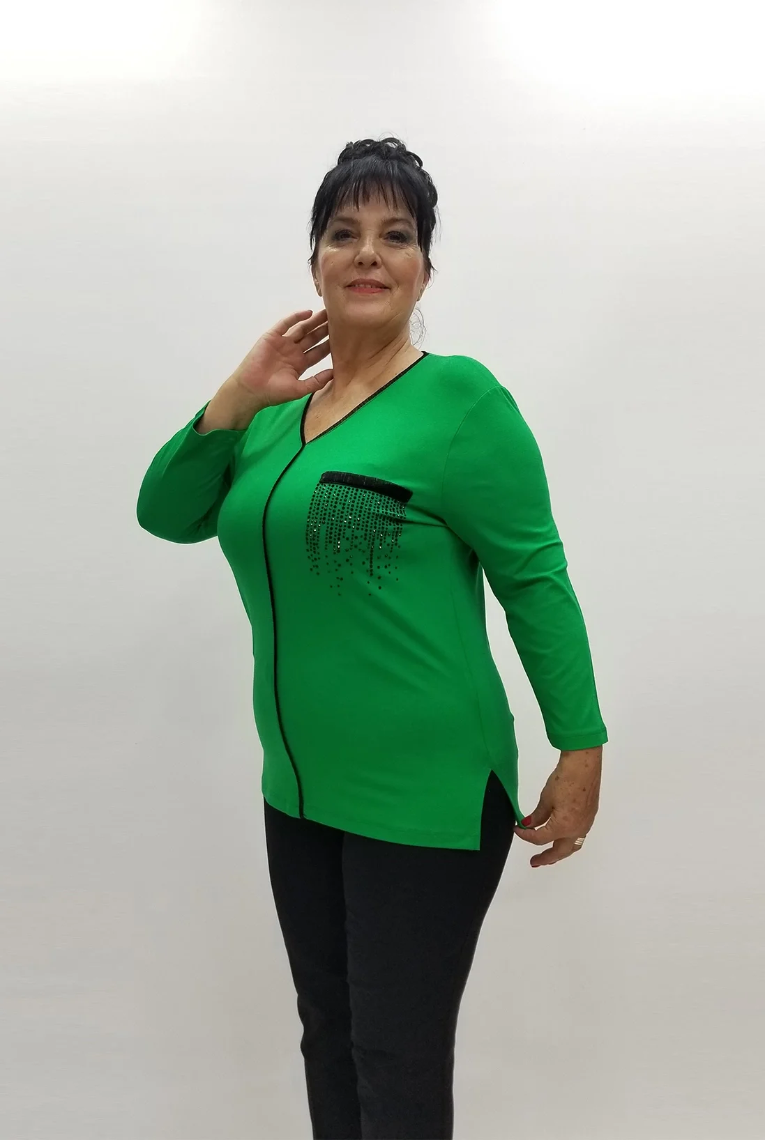 Miraggio Büyük Beden Bluz 98965 YEŞİL