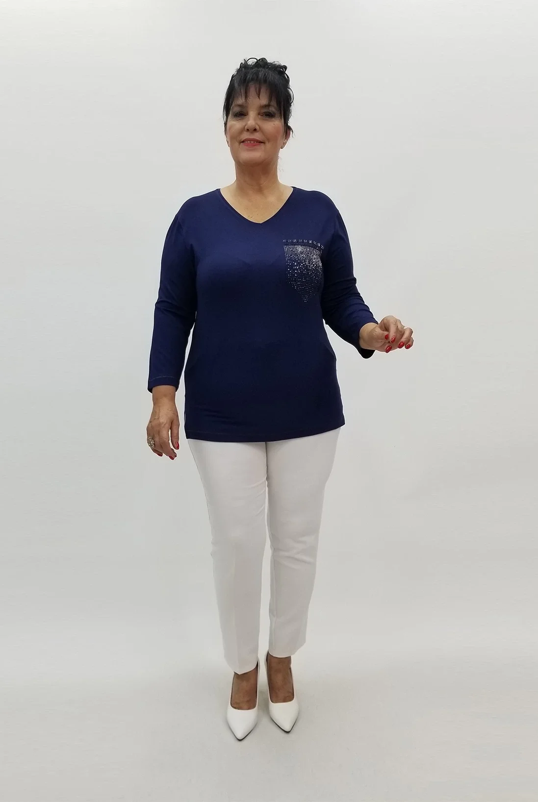 Miraggio Büyük Beden Bluz 98966 LACİVERT