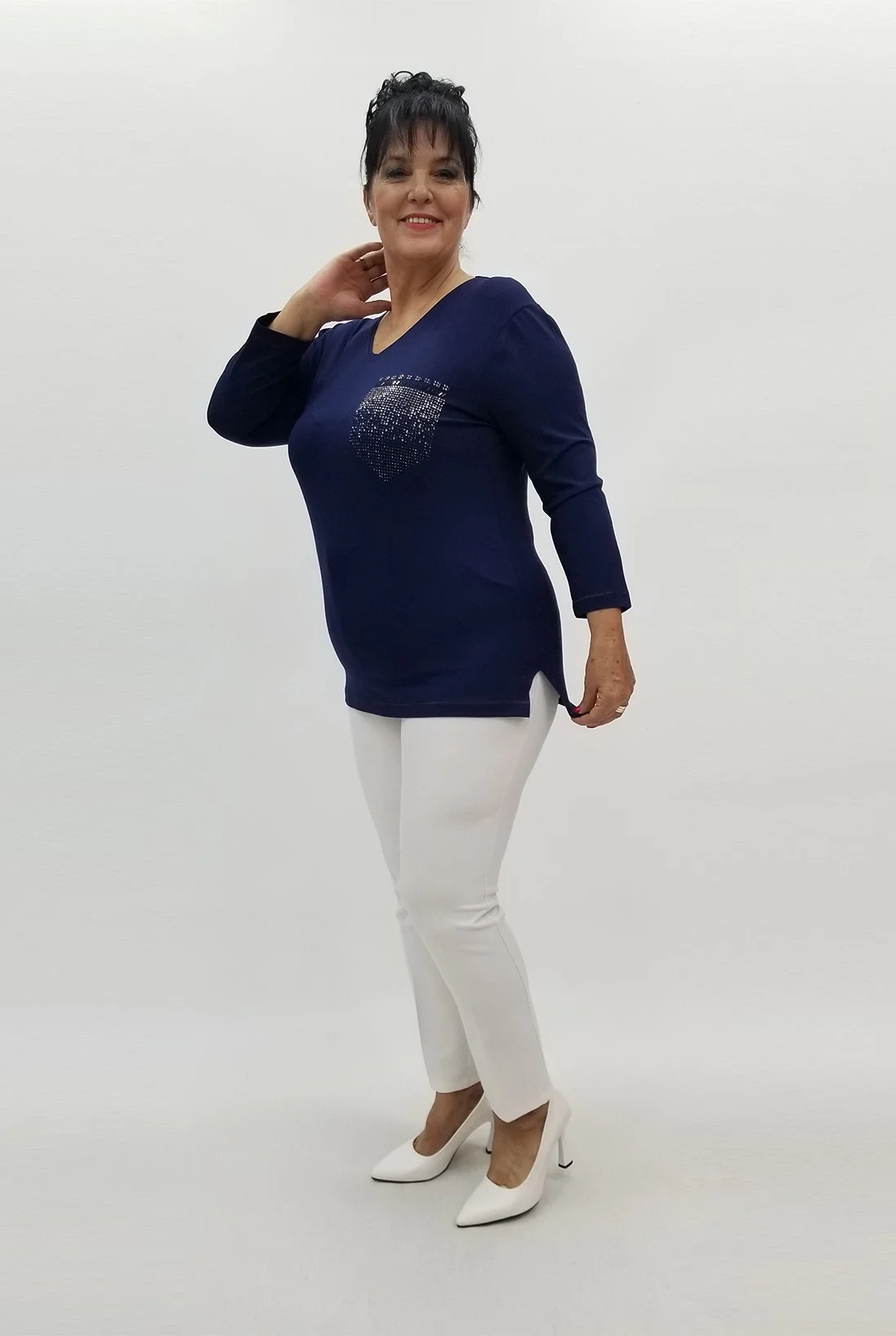 Miraggio Büyük Beden Bluz 98966 LACİVERT