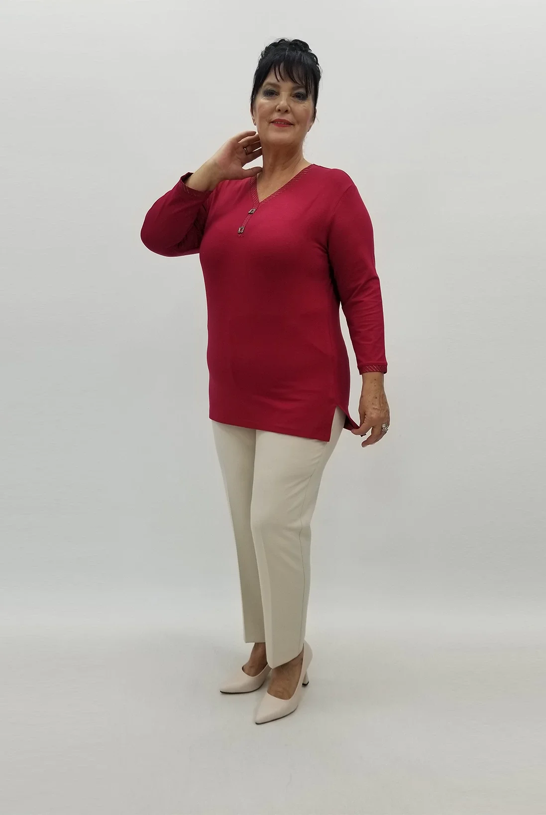 Miraggio Büyük Beden Bluz 99001 BORDO