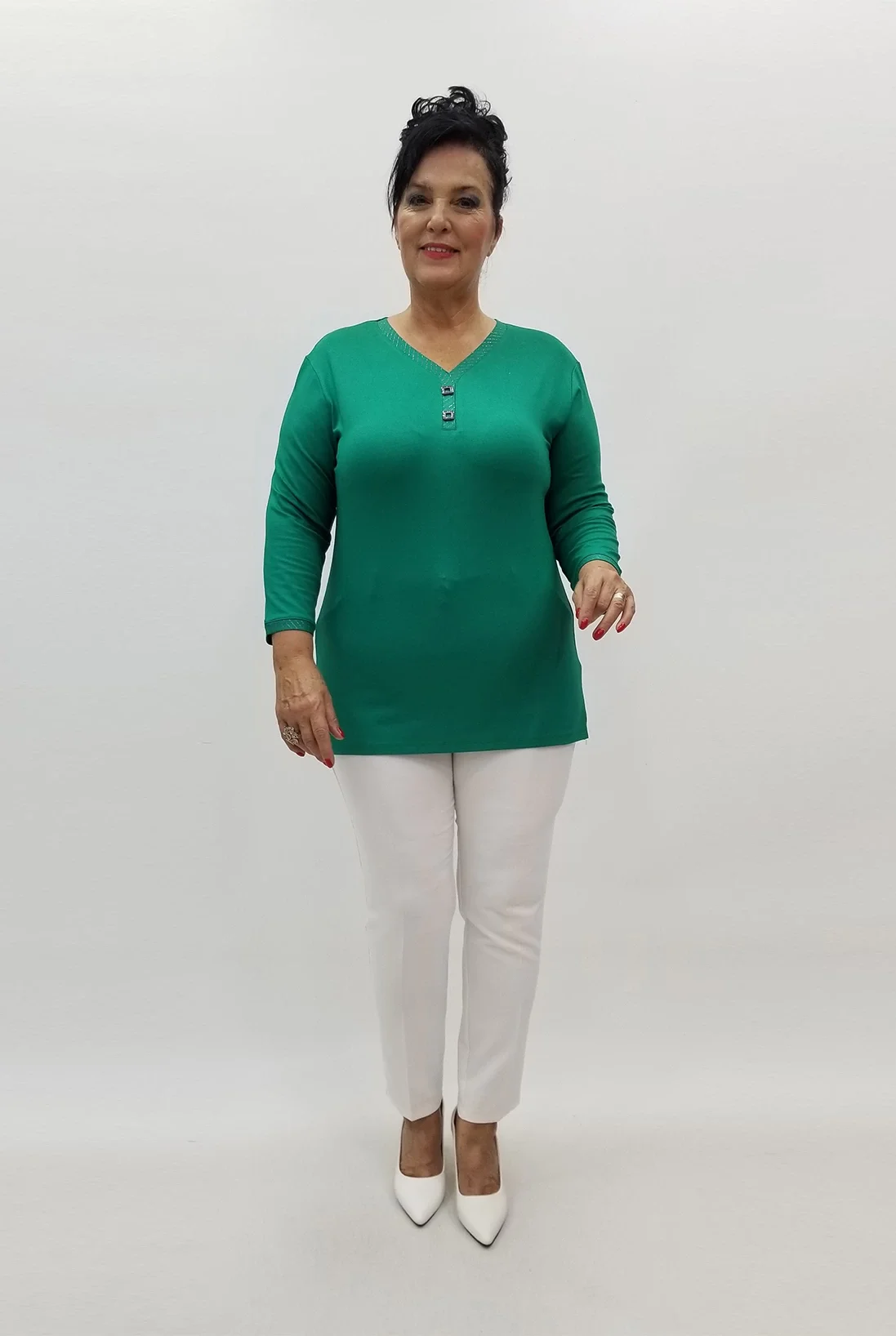 Miraggio Büyük Beden Bluz 99001 YEŞİL