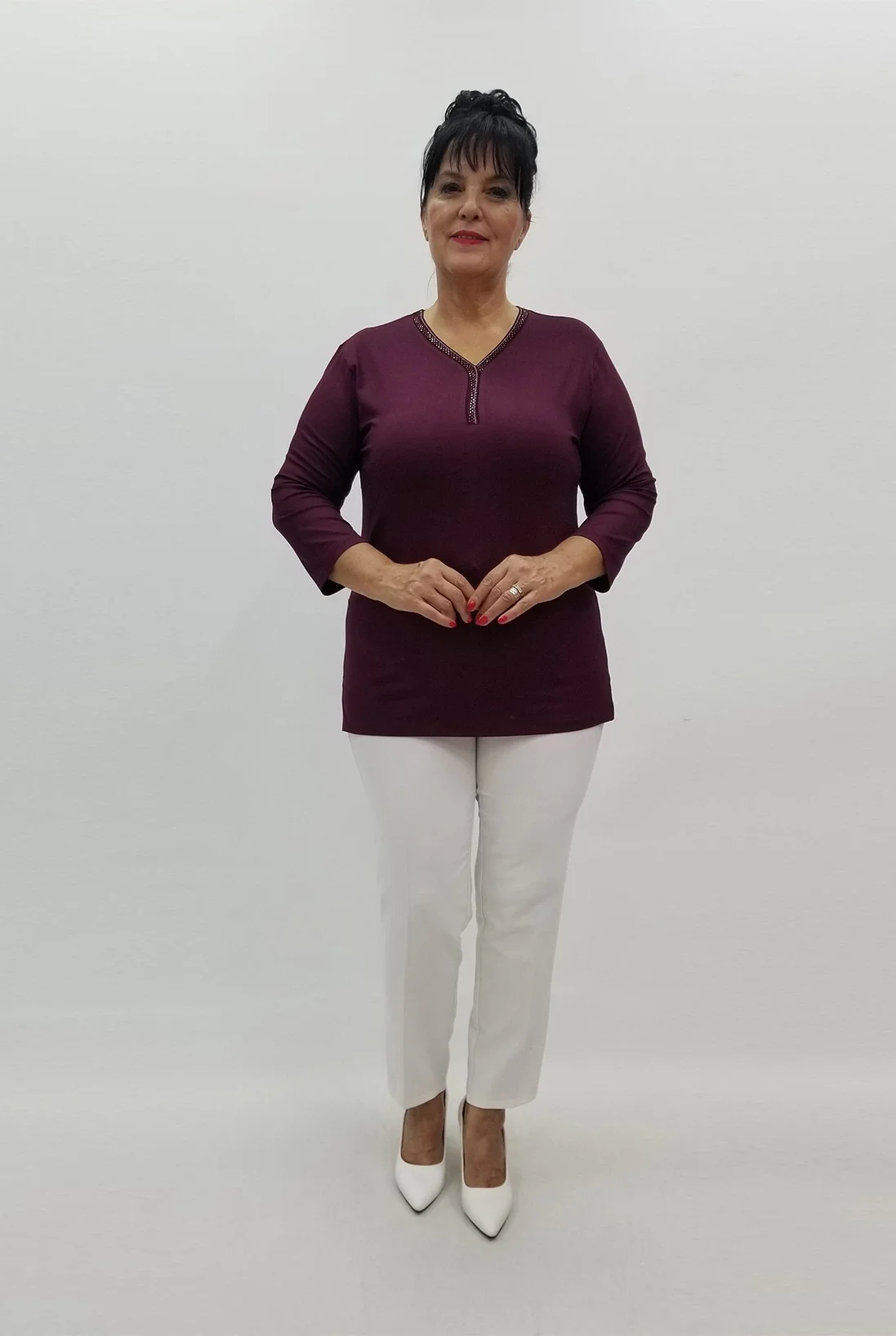 Miraggio Büyük Beden Bluz 99018 BORDO