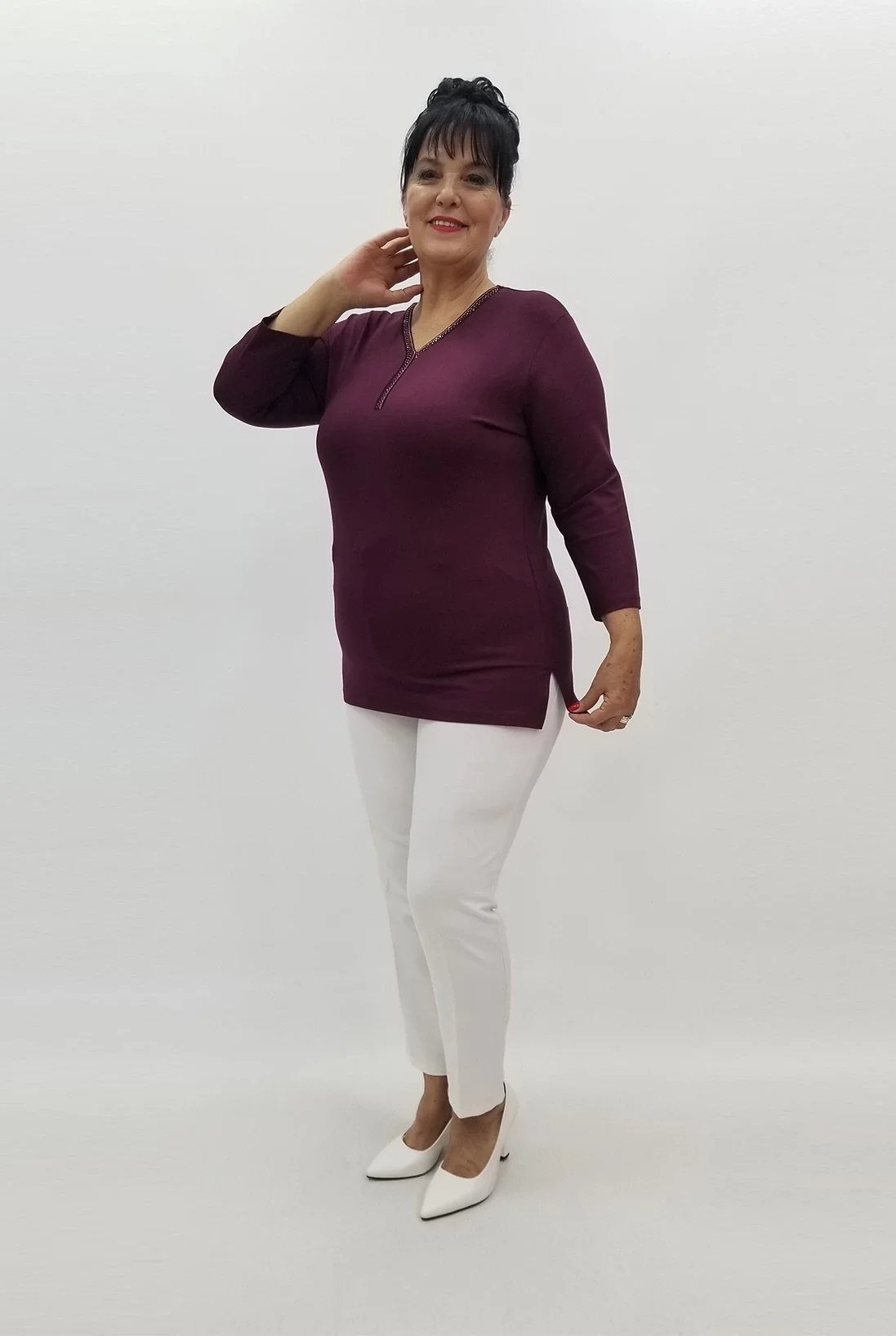 Miraggio Büyük Beden Bluz 99018 BORDO