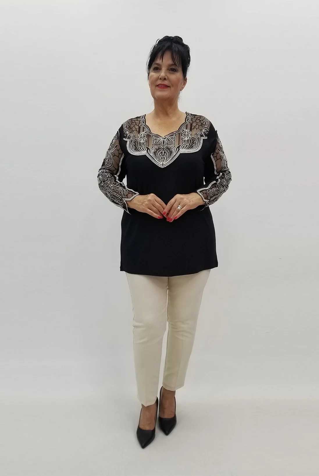 Miraggio Büyük Beden Bluz 99044 SİYAH