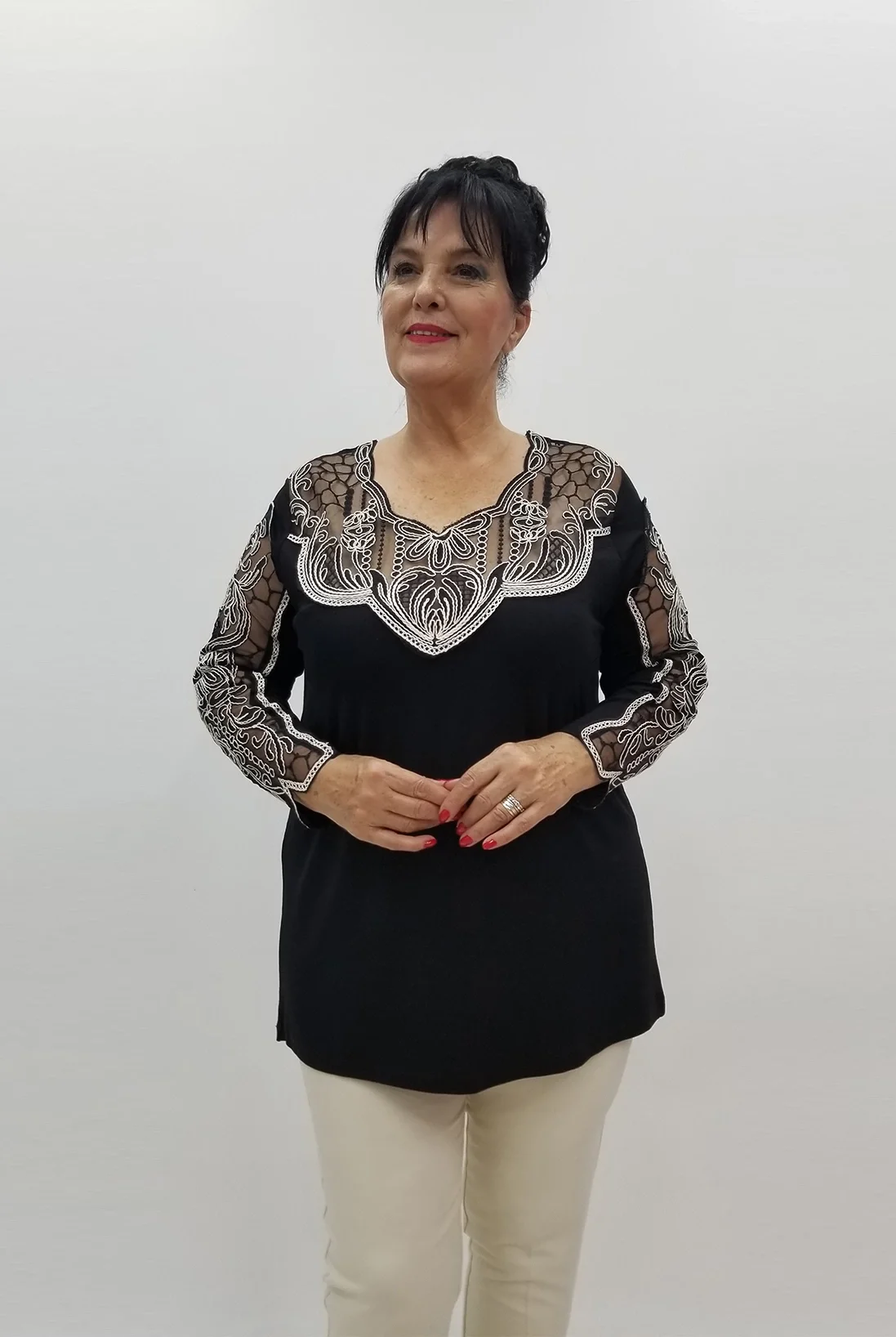 Miraggio Büyük Beden Bluz 99044 SİYAH