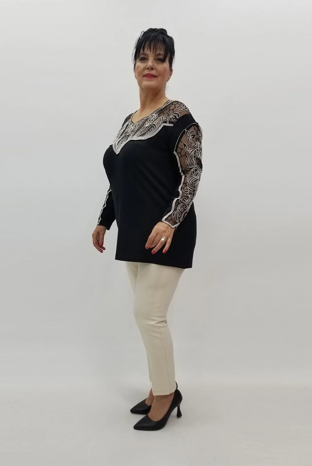 Miraggio Büyük Beden Bluz 99044 SİYAH