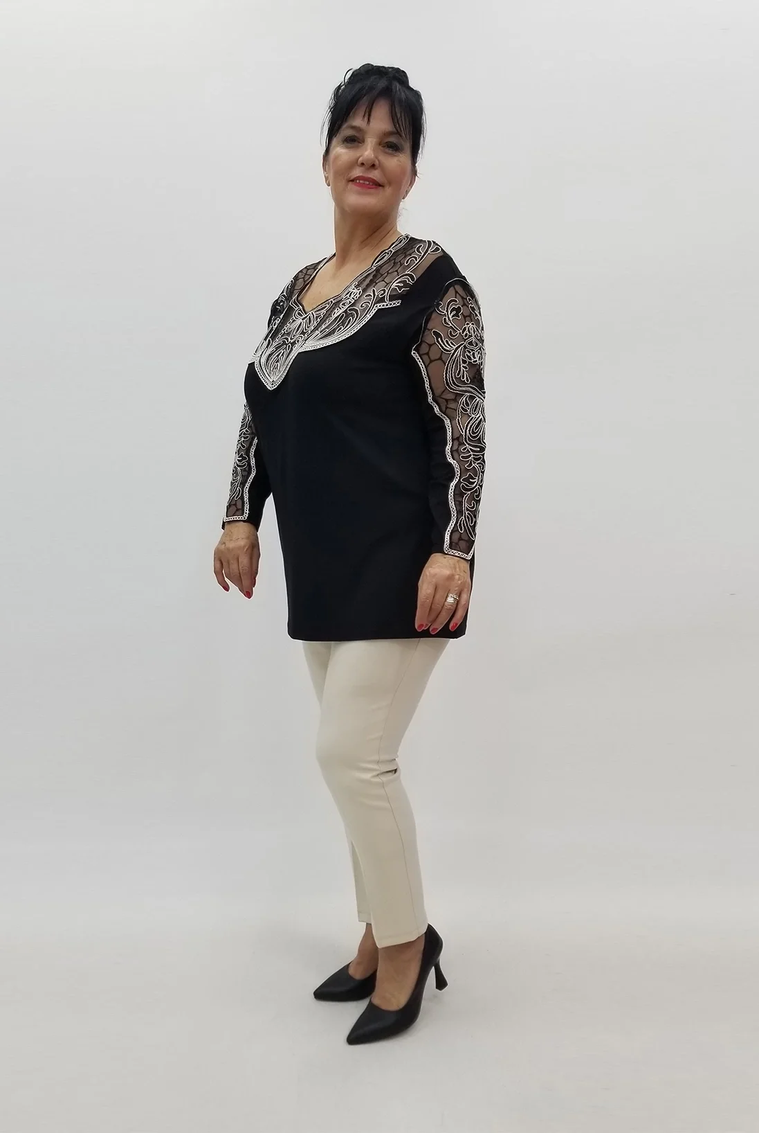 Miraggio Büyük Beden Bluz 99044 SİYAH