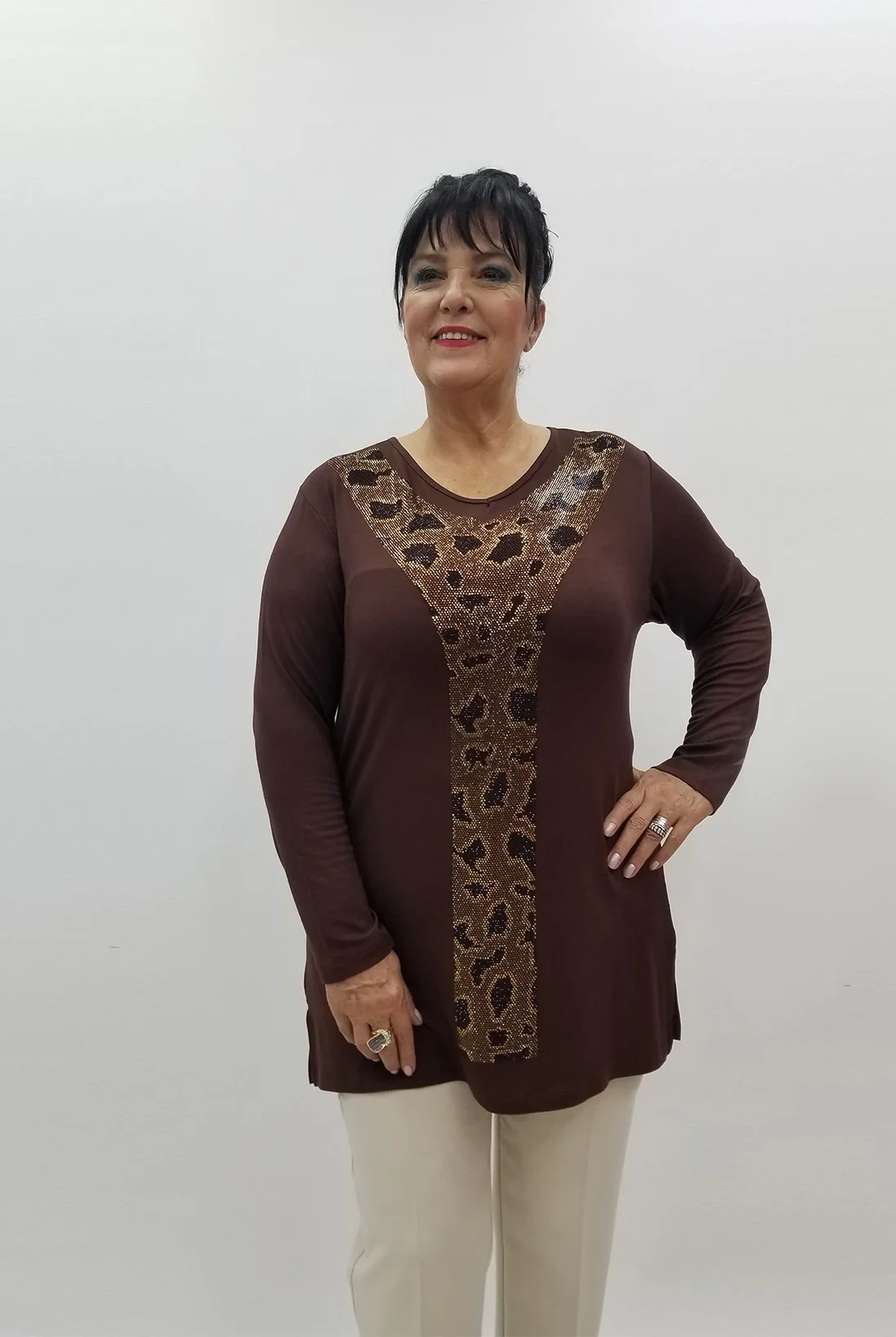 Miraggio Büyük Beden Bluz 99054 KAHVE