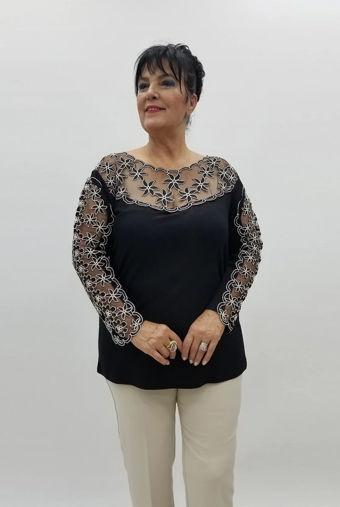 Miraggio Büyük Beden Bluz 99067 SİYAH