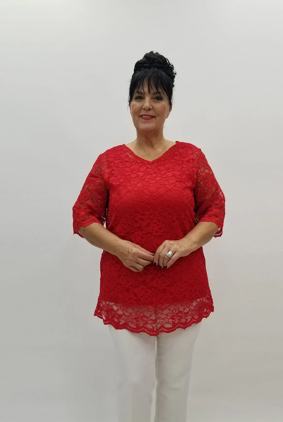 Miraggio Büyük Beden Bluz 99083 KIRMIZI