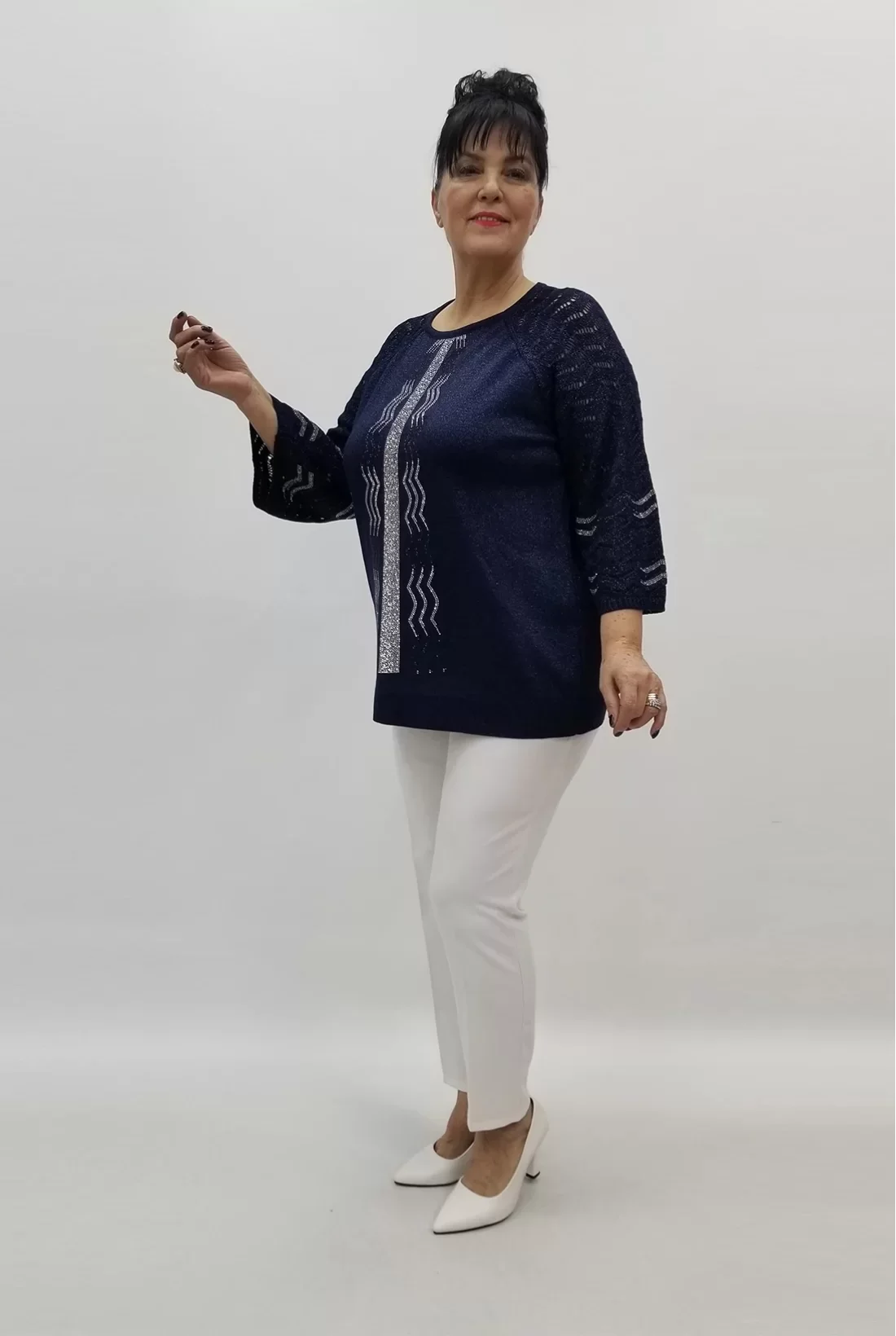 Miraggio Büyük Beden Bluz 99222 LACİVERT