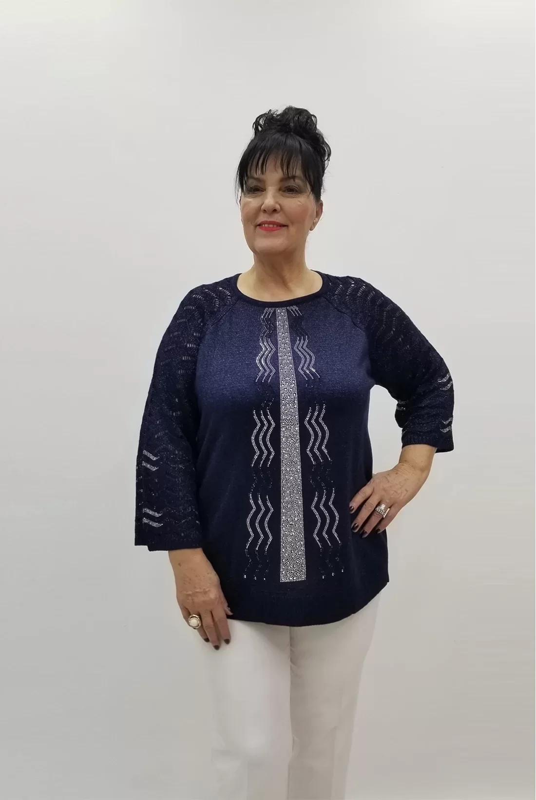 Miraggio Büyük Beden Bluz 99222 LACİVERT