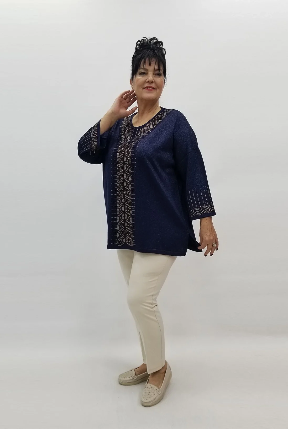 Miraggio Büyük Beden Bluz 99226 LACİVERT