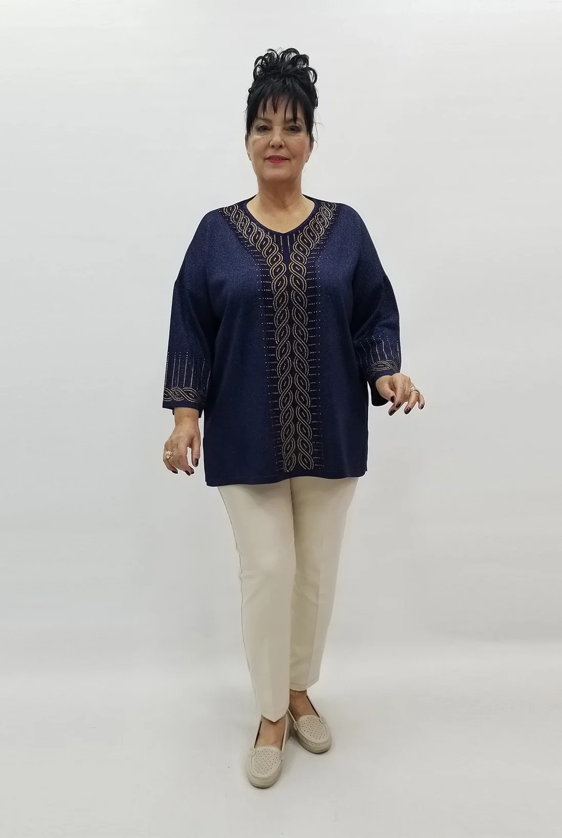 Miraggio Büyük Beden Bluz 99226 LACİVERT