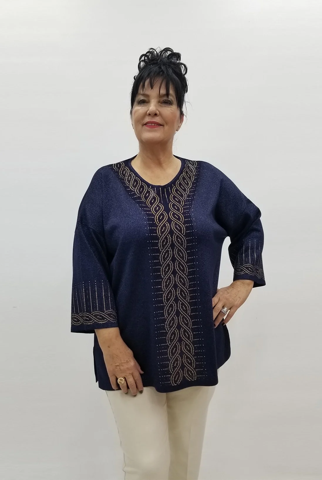 Miraggio Büyük Beden Bluz 99226 LACİVERT
